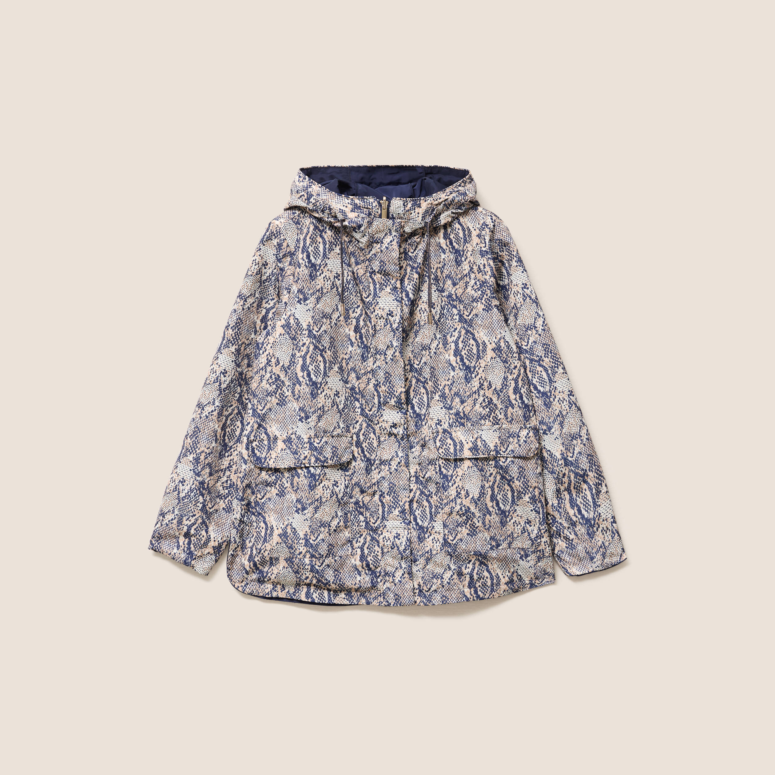 parka cintree reversible a capuche beige femme parka cintrée réversible à capuche beige femme