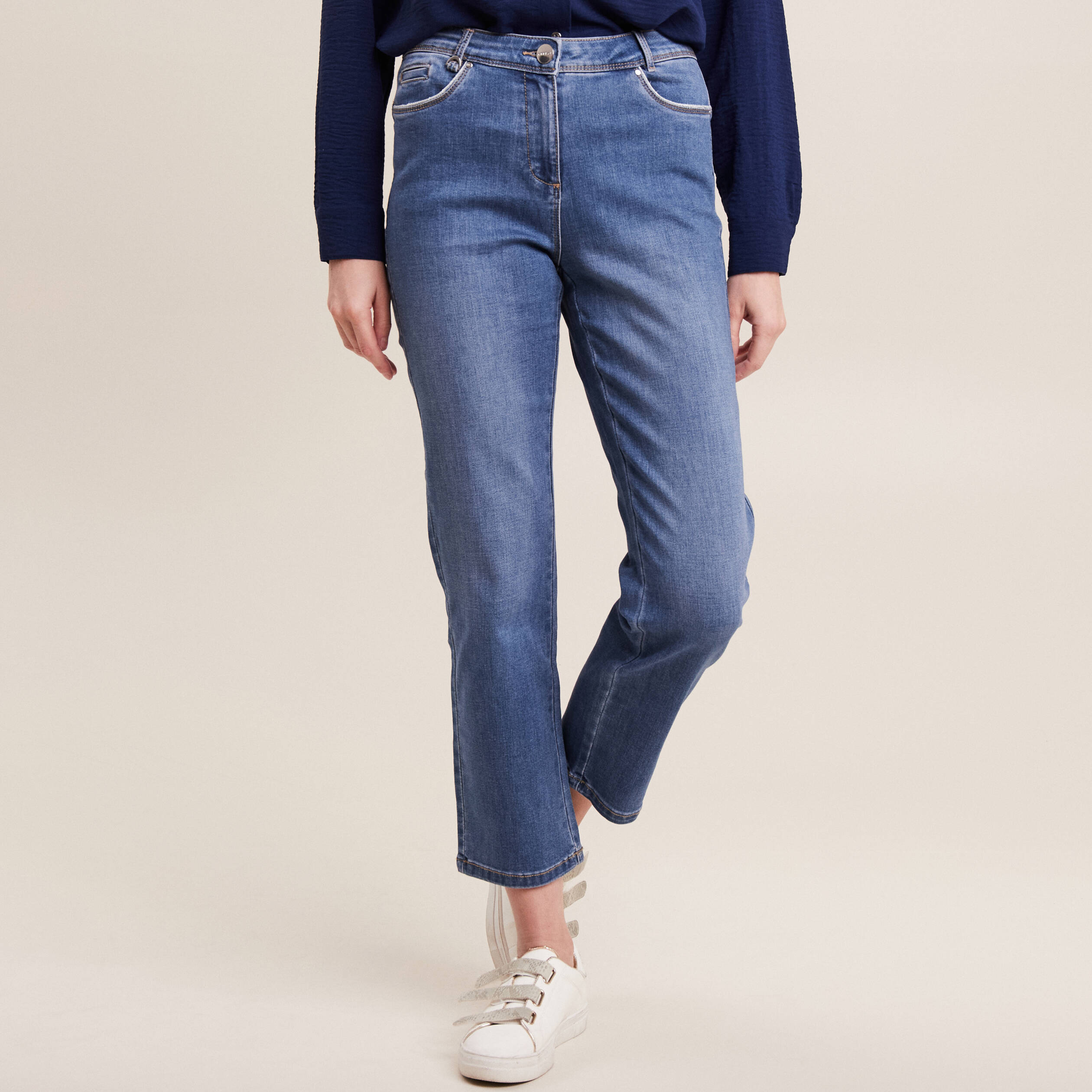 jean droit 78eme denim stone femme Jean droit 7/8ème denim stone femme