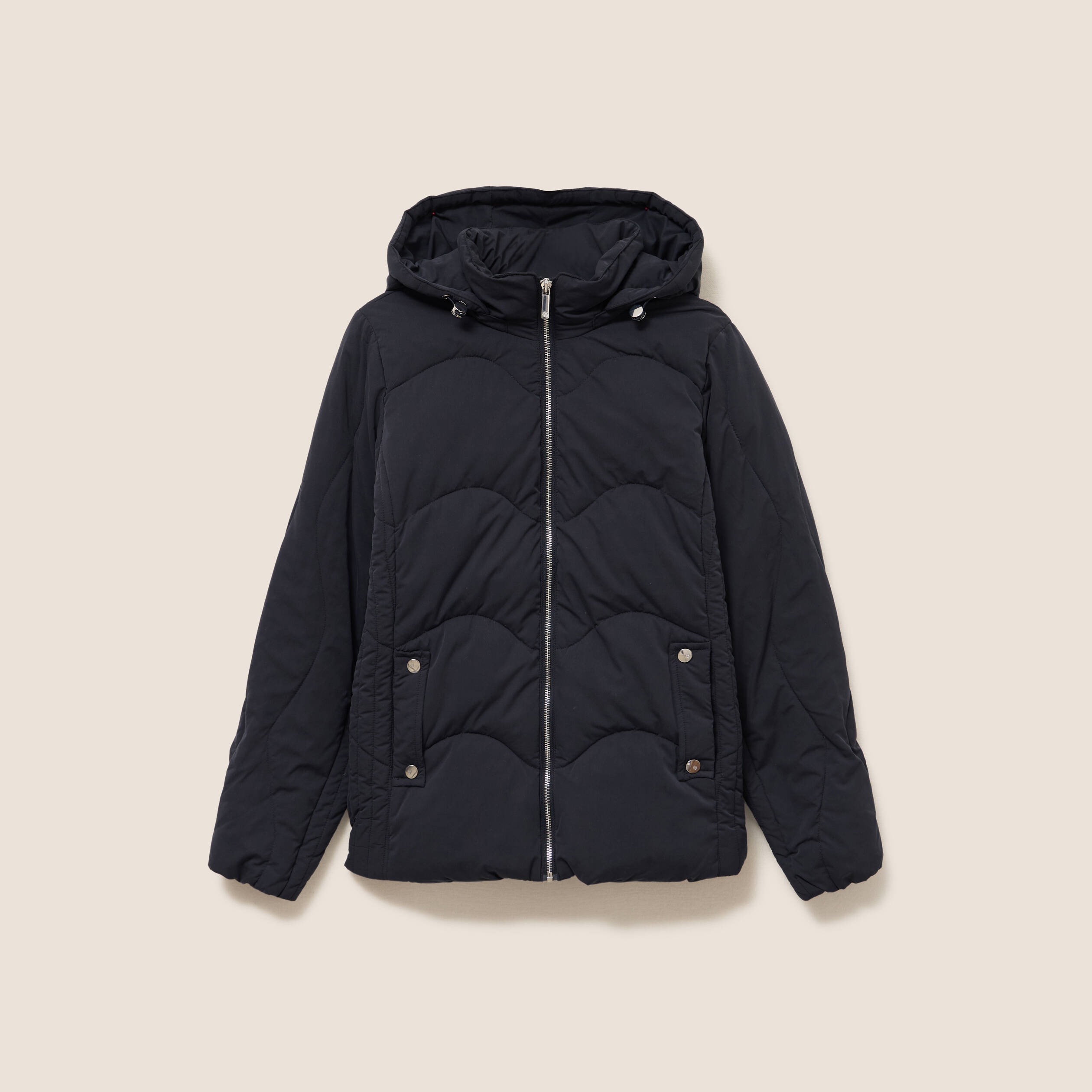 Doudoune cintr&eacute;e courte bleu fonc&eacute; femme