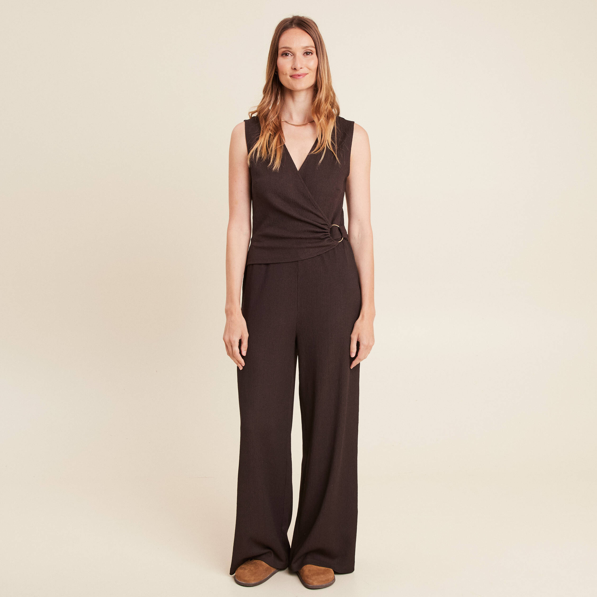 combinaison pantalon marron fonce femme Combinaison pantalon marron foncé femme