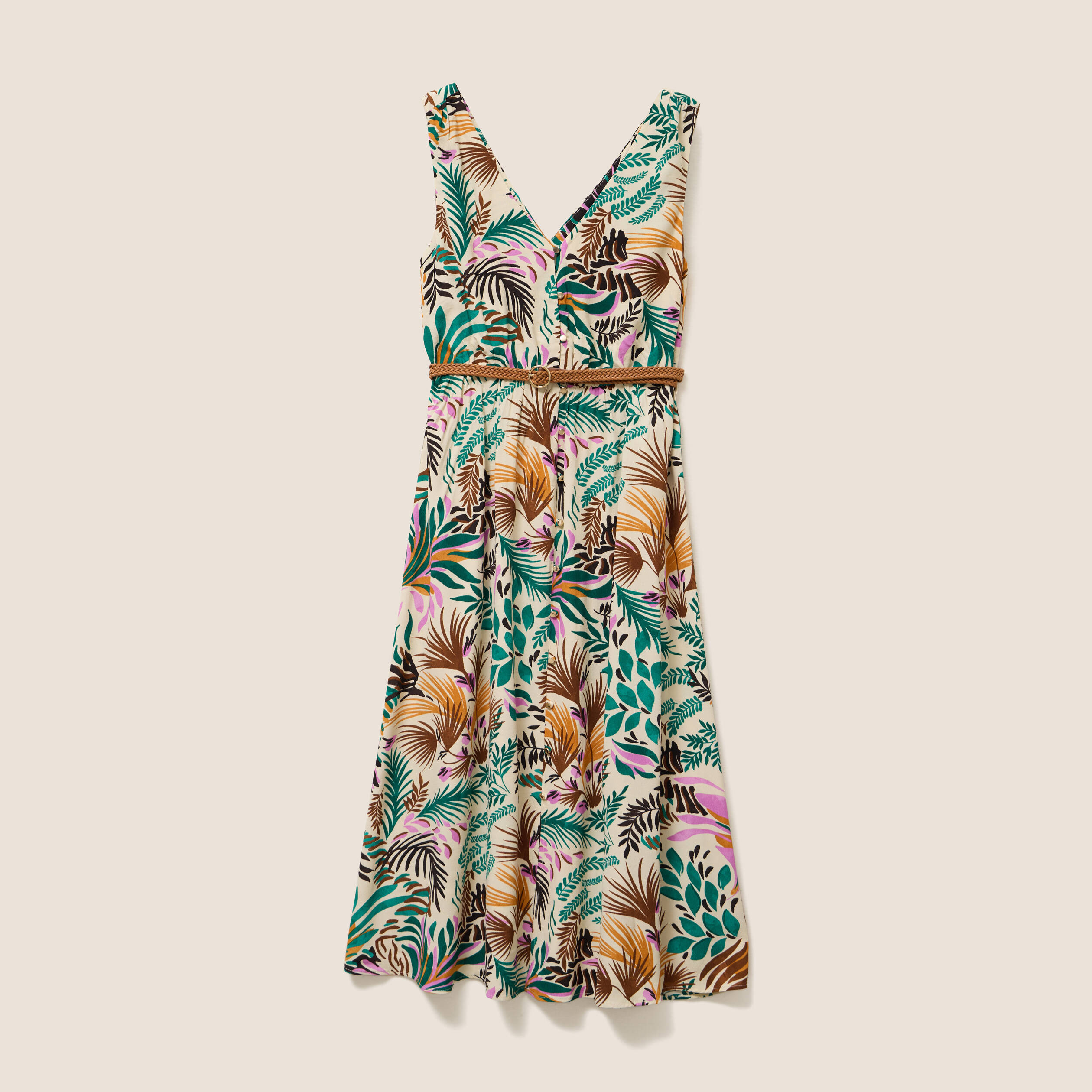 robe midi evasee ceinturee multicolore femme Robe midi évasée ceinturée multicolore femme