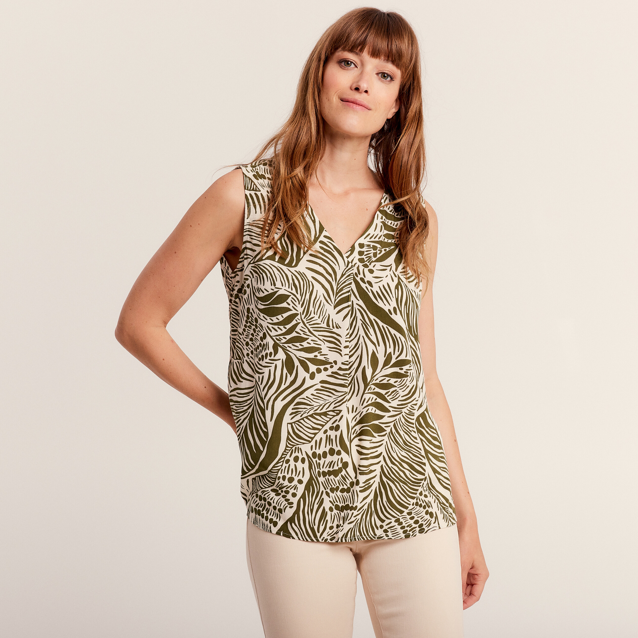 Blouse sans manches vert foncé femme