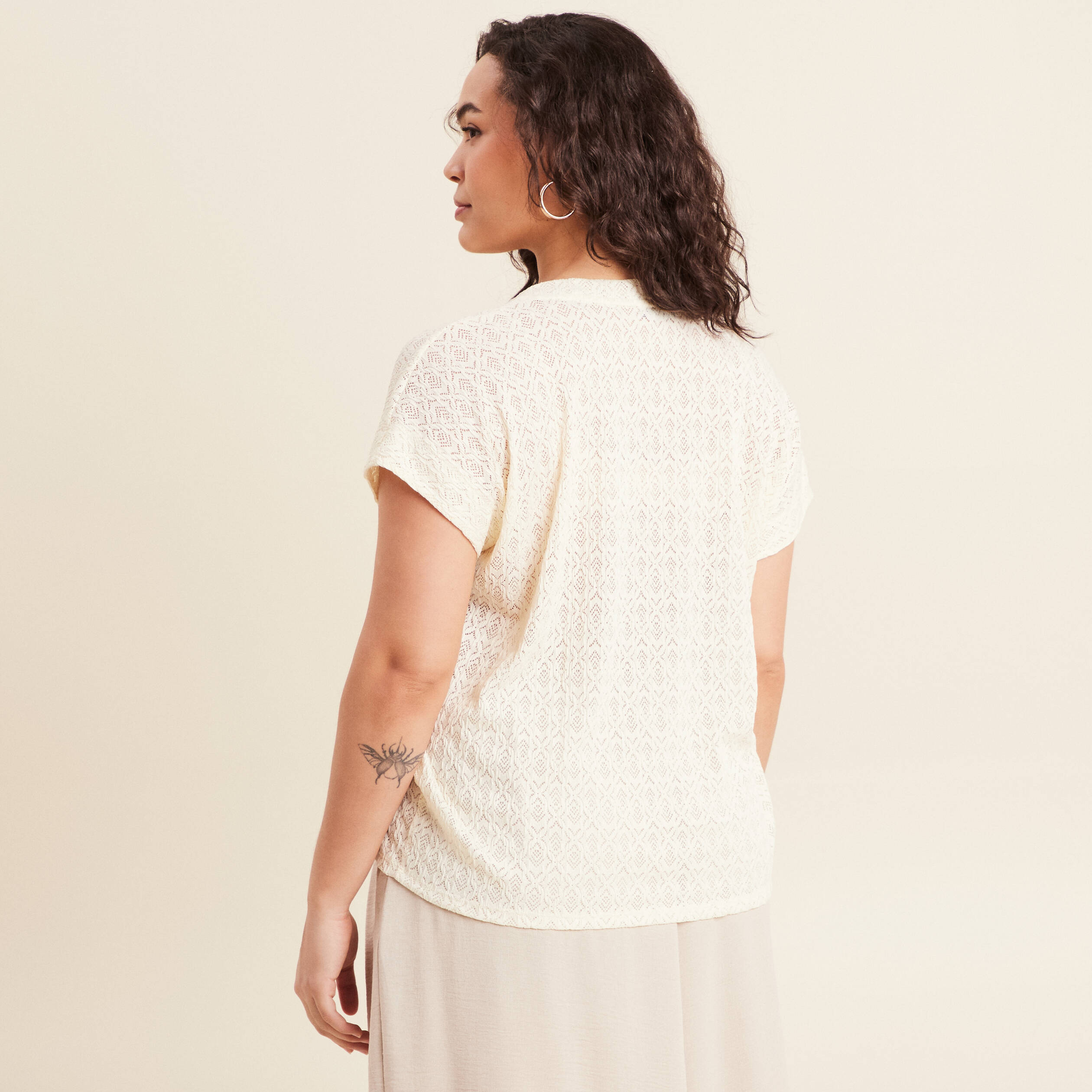 t shirt manches courtes ecru femme T-shirt manches courtes ecru femme