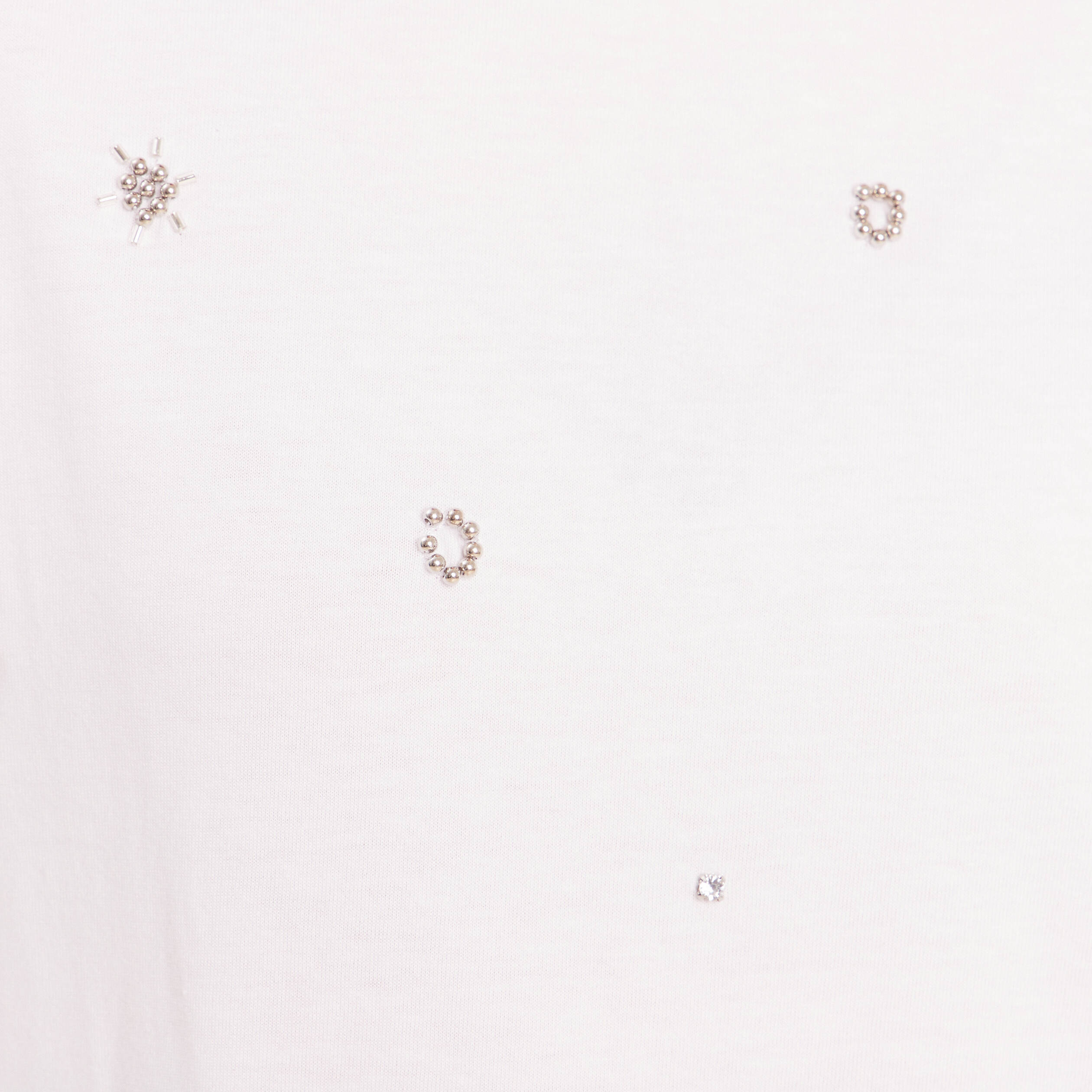 T-shirt d&eacute;tails bijout&eacute;s blanc femme