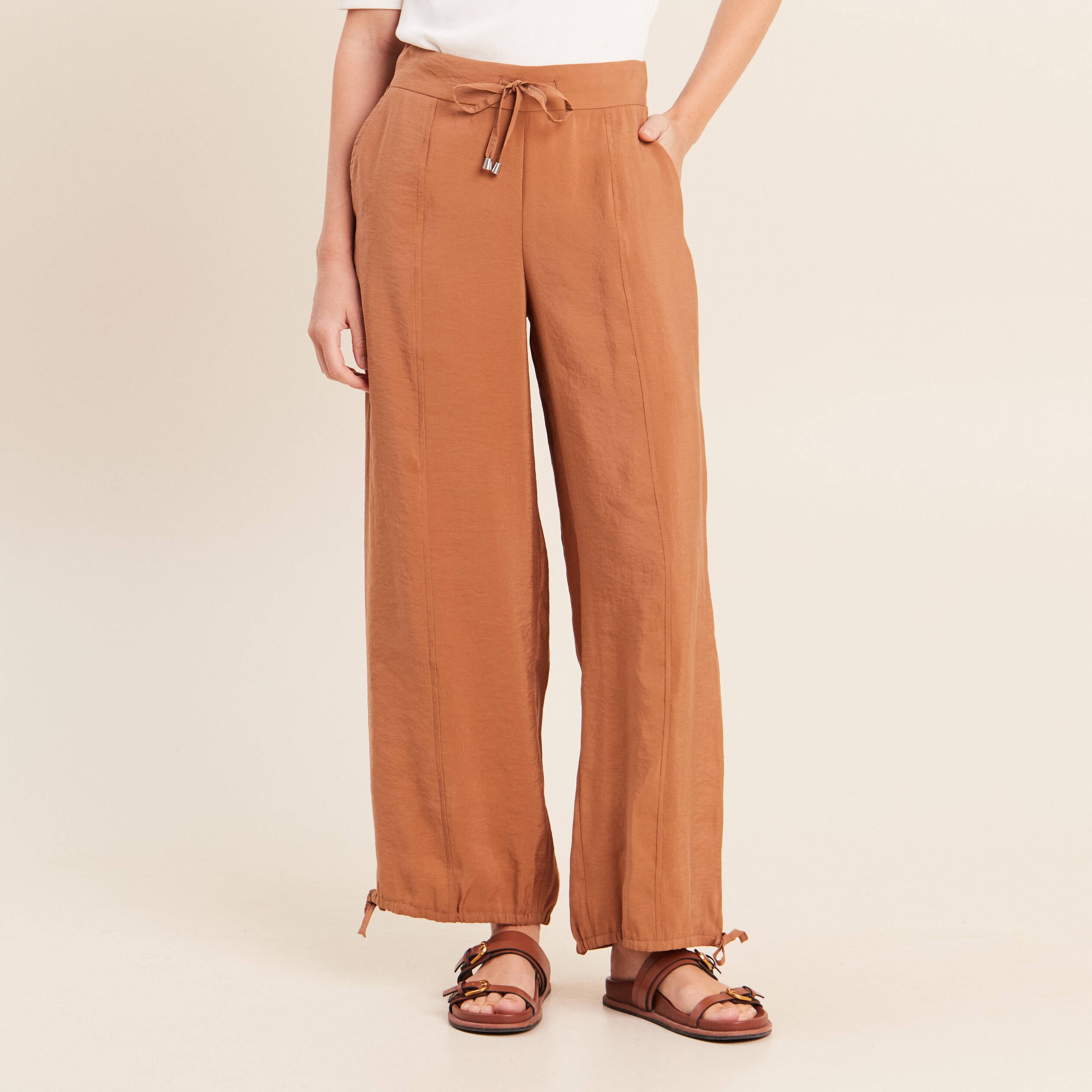 Pantalon bouffant beige femme