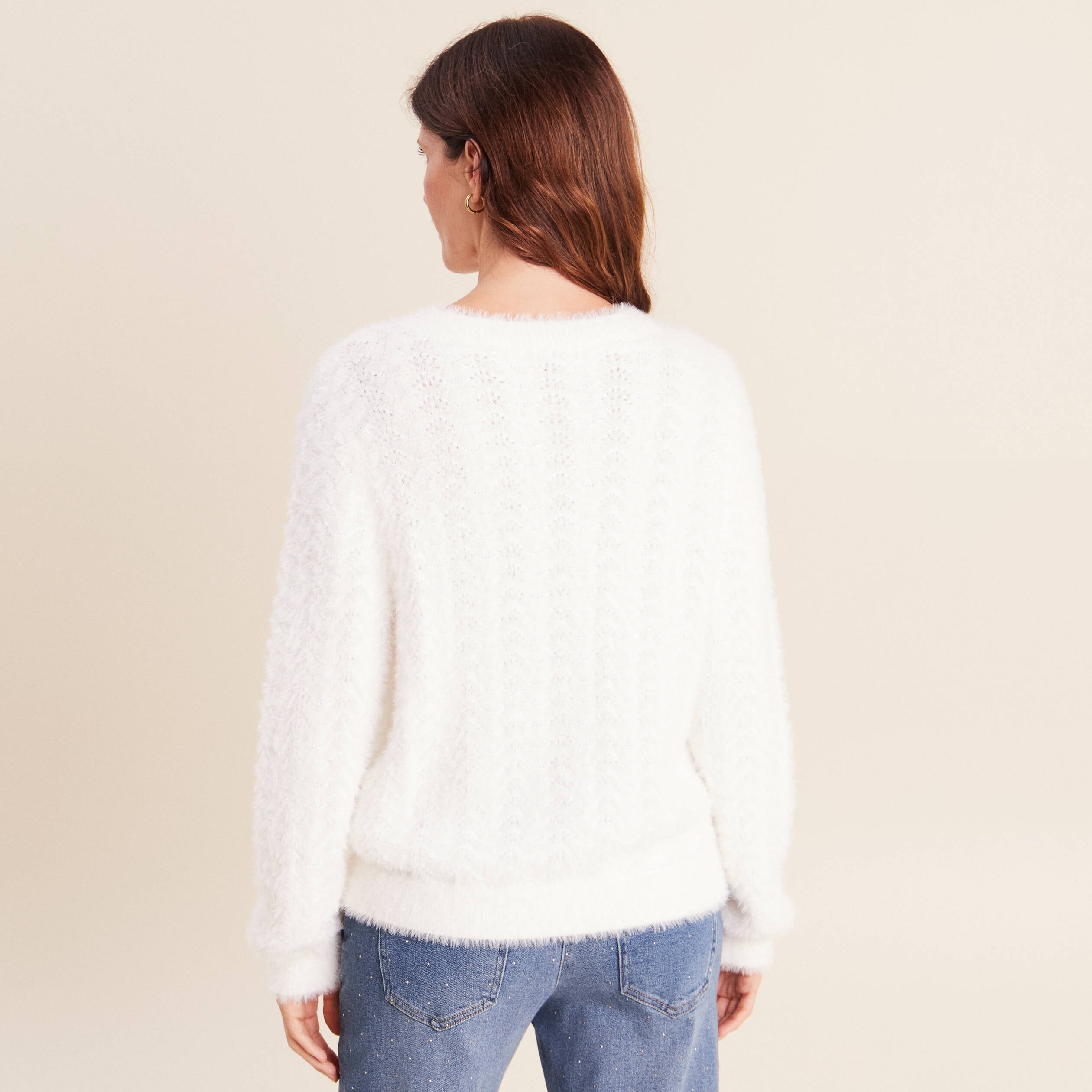 Cardigan col rond ecru femme