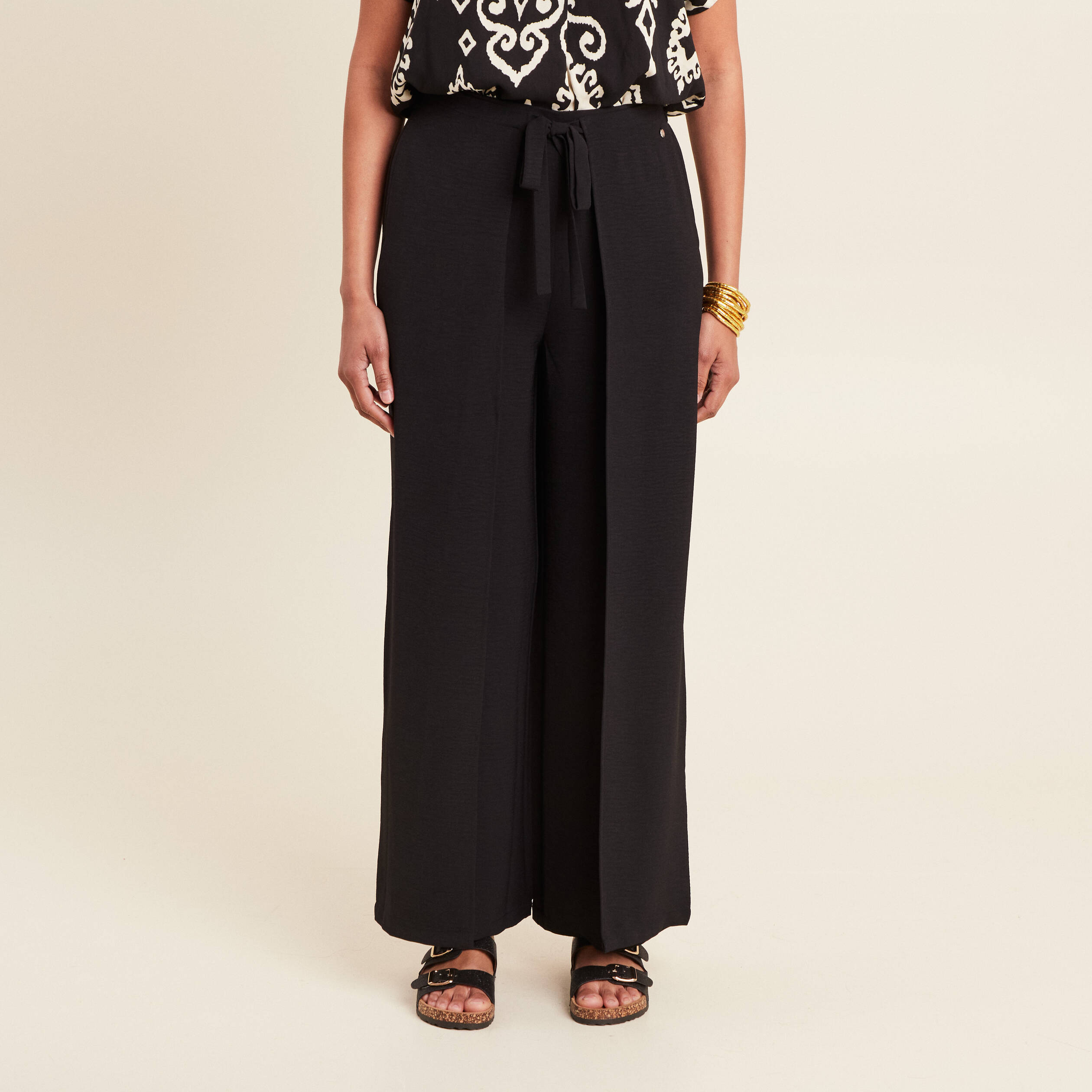 pantalon portefeuille noir femme Pantalon portefeuille noir femme