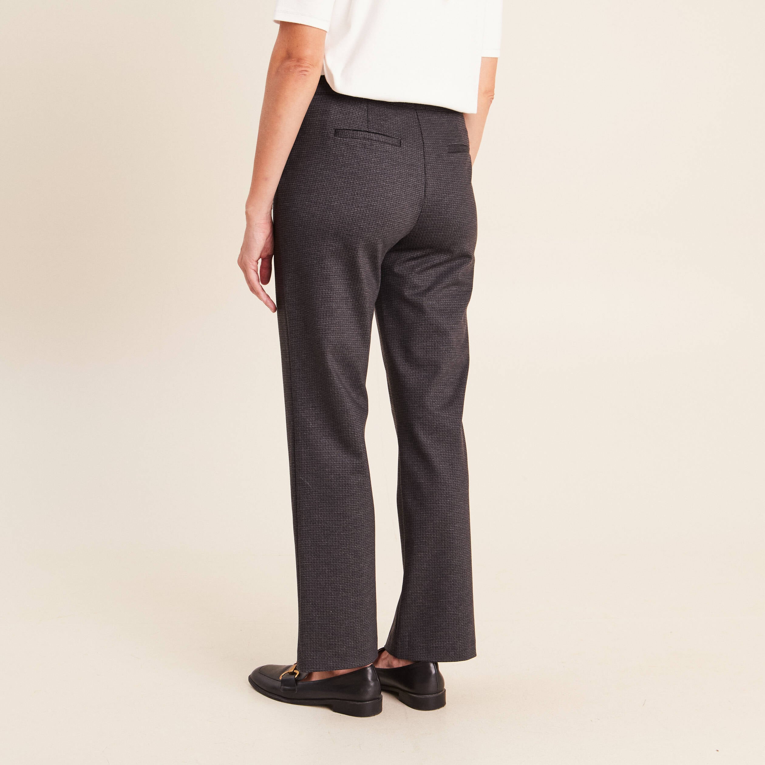 Pantalon vichy taille standard gris anthracite femme