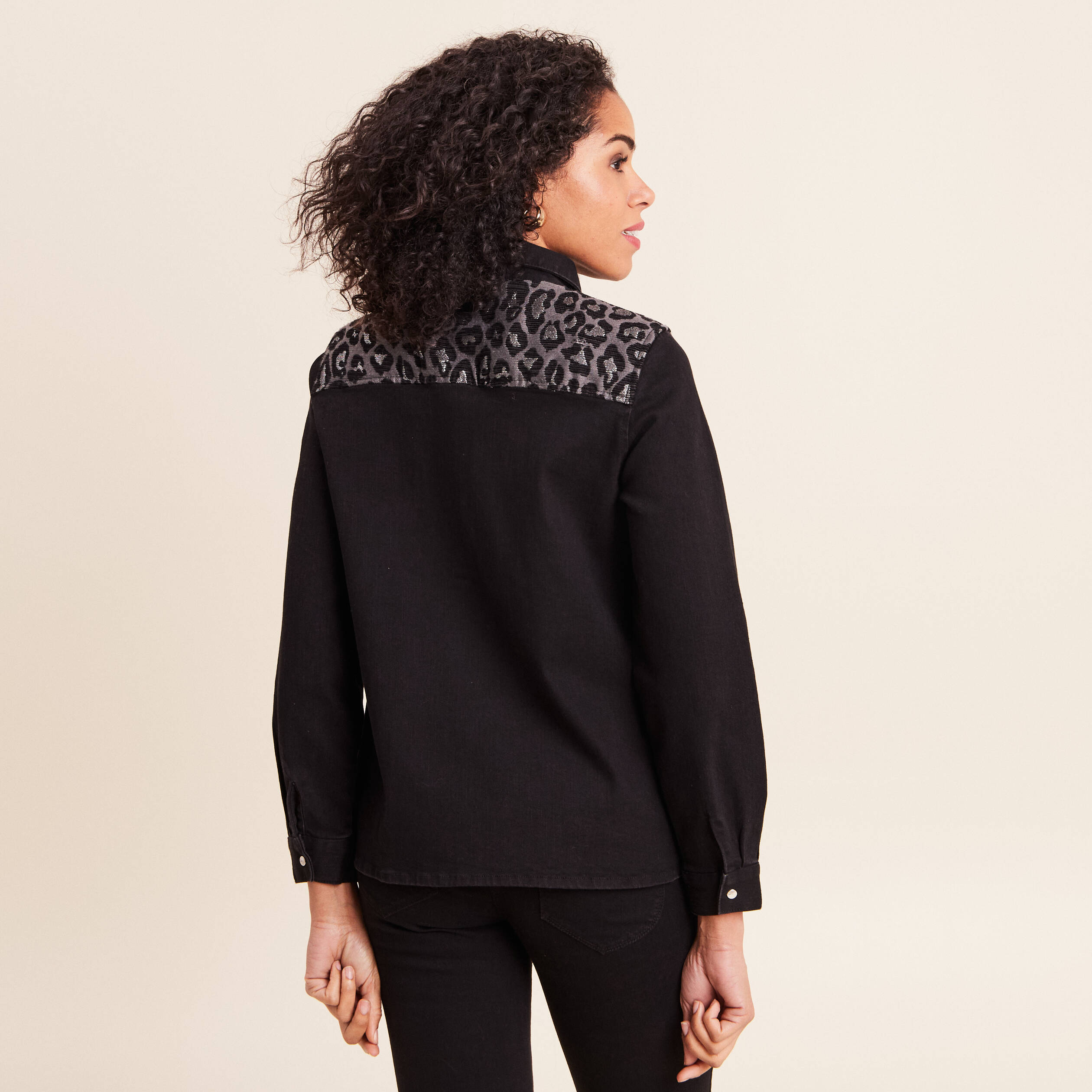Chemise en jean manches longues noir femme