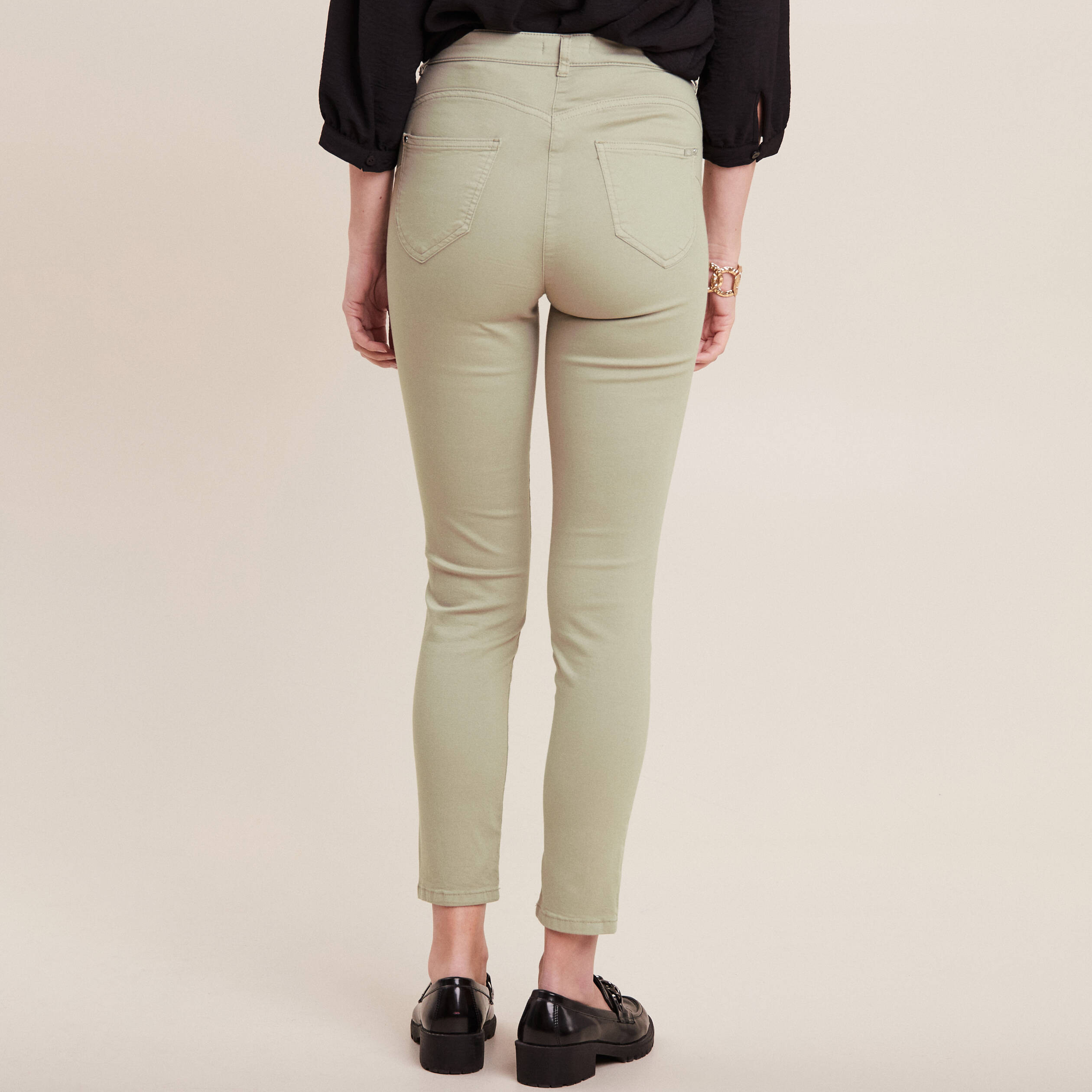pantalon leger taille haute 78eme vert clair femme Pantalon léger taille haute 7/8ème vert clair femme