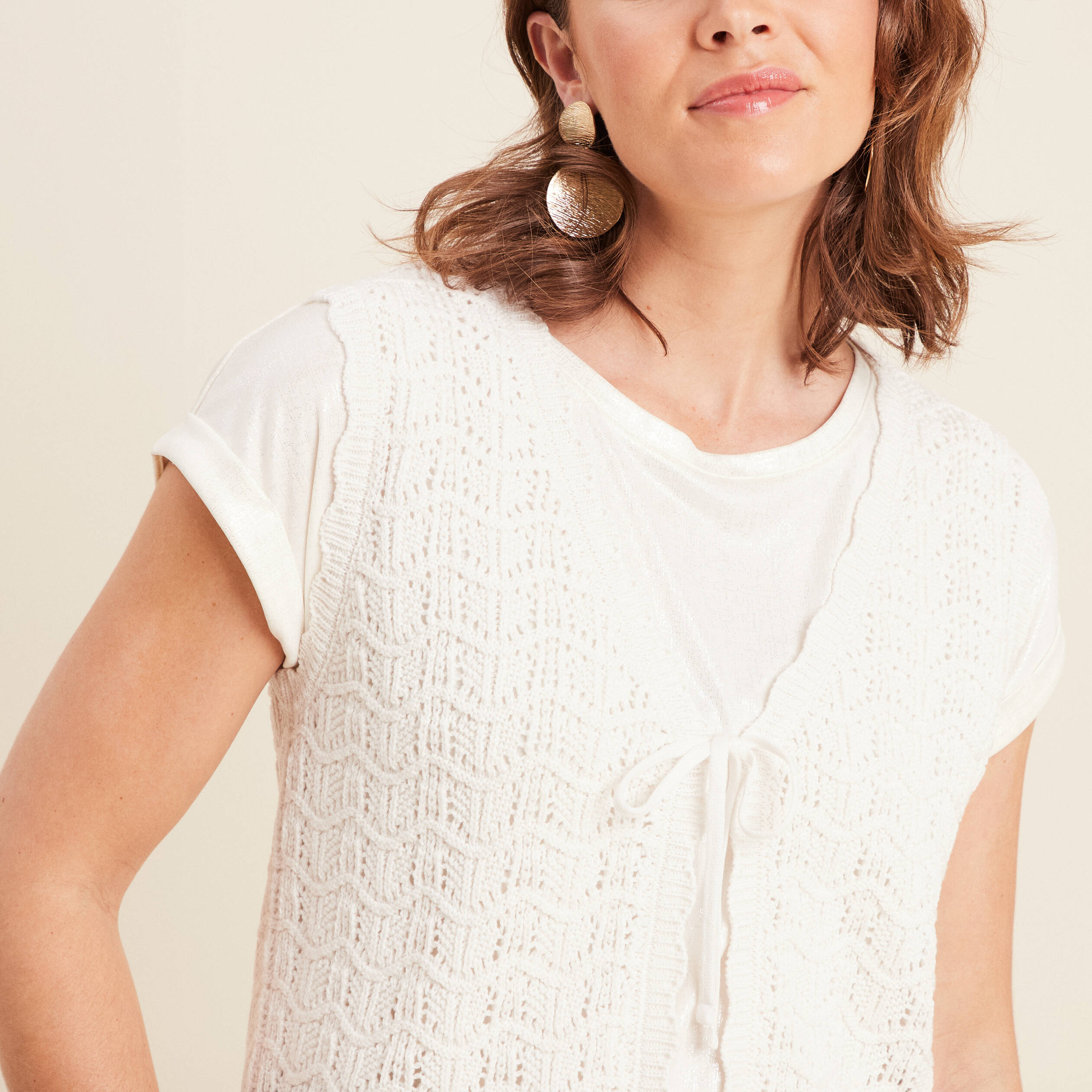 Gilet sans manches blanc femme