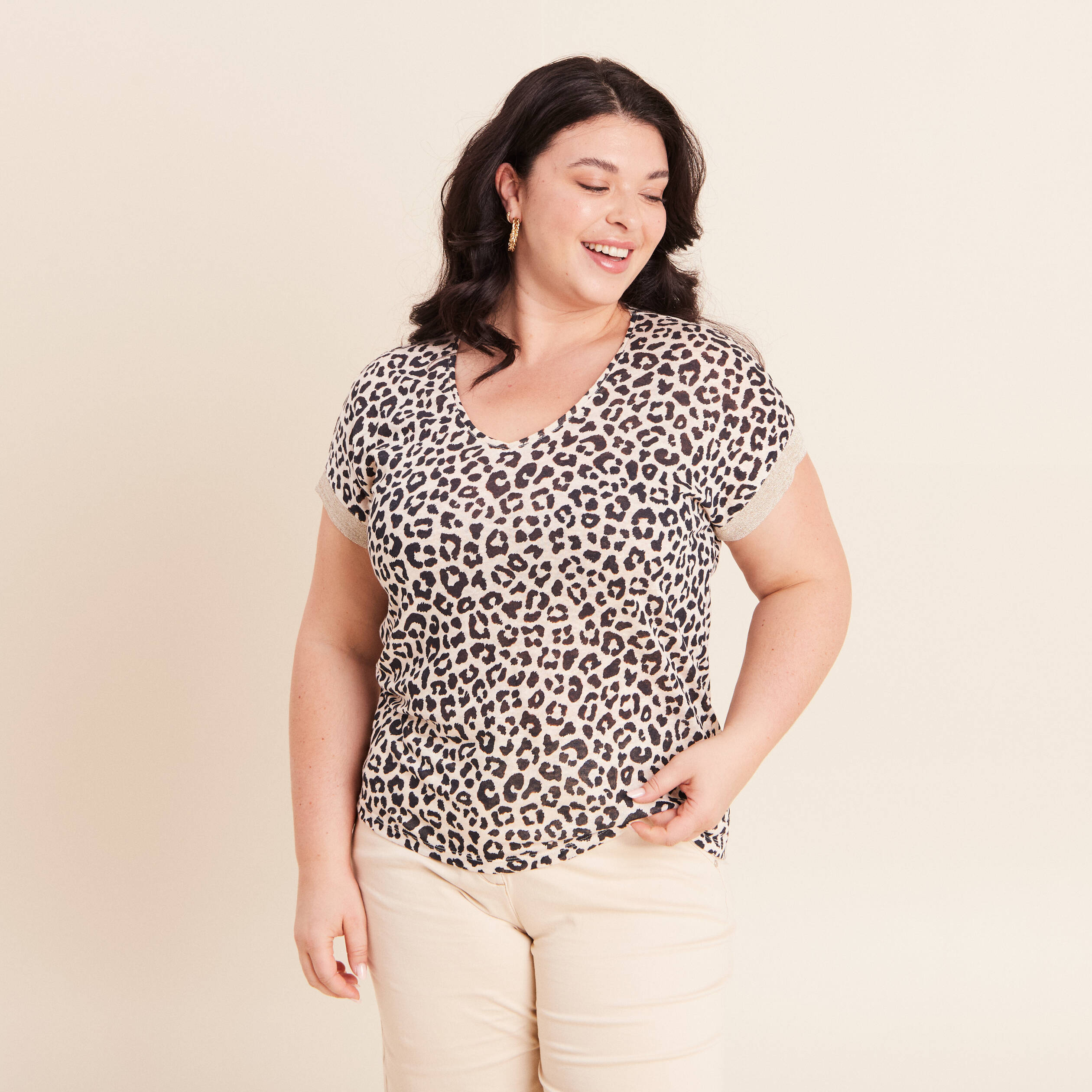 T-shirt manches courtes sable femme