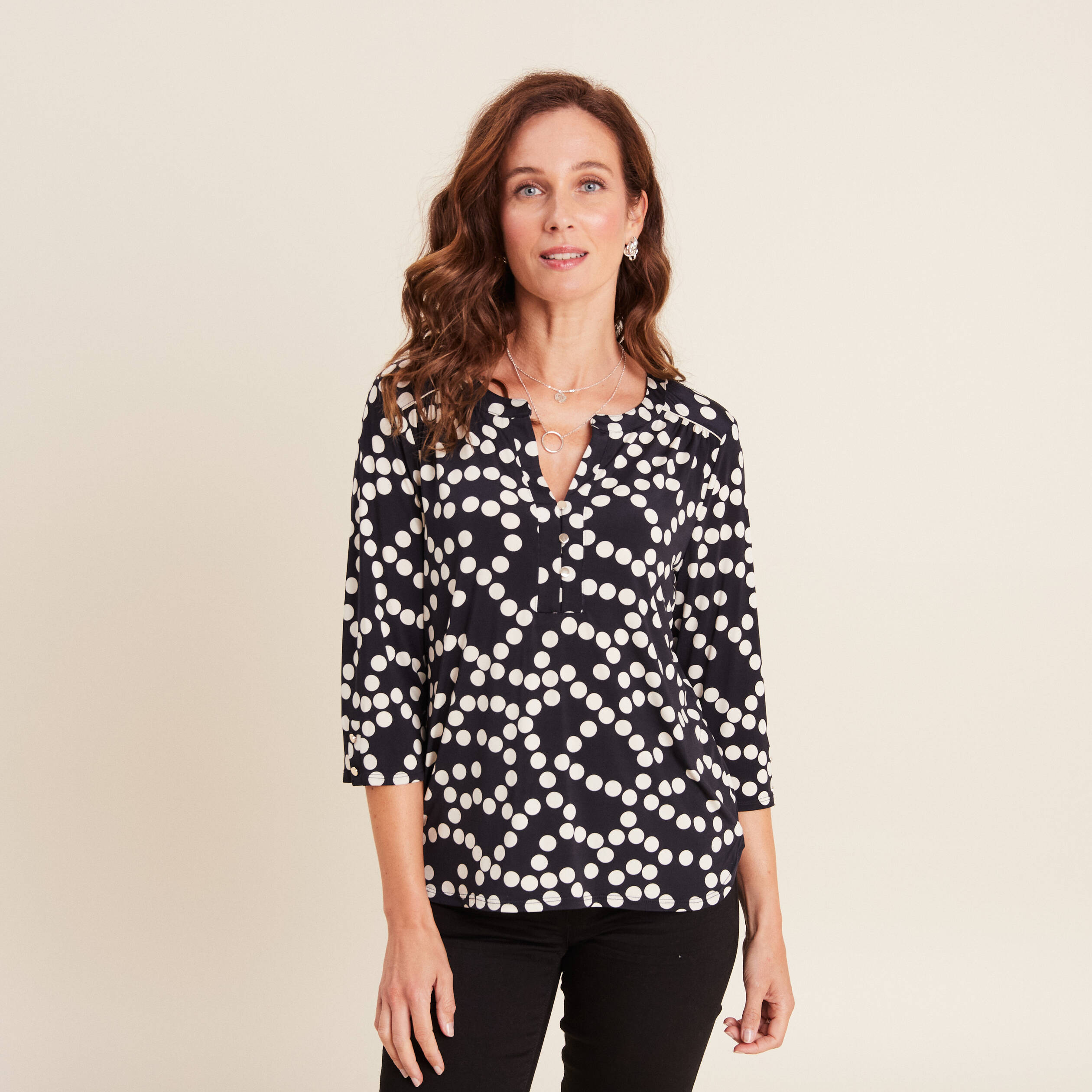 blouse manches 34 noir femme Blouse manches 3/4 noir femme