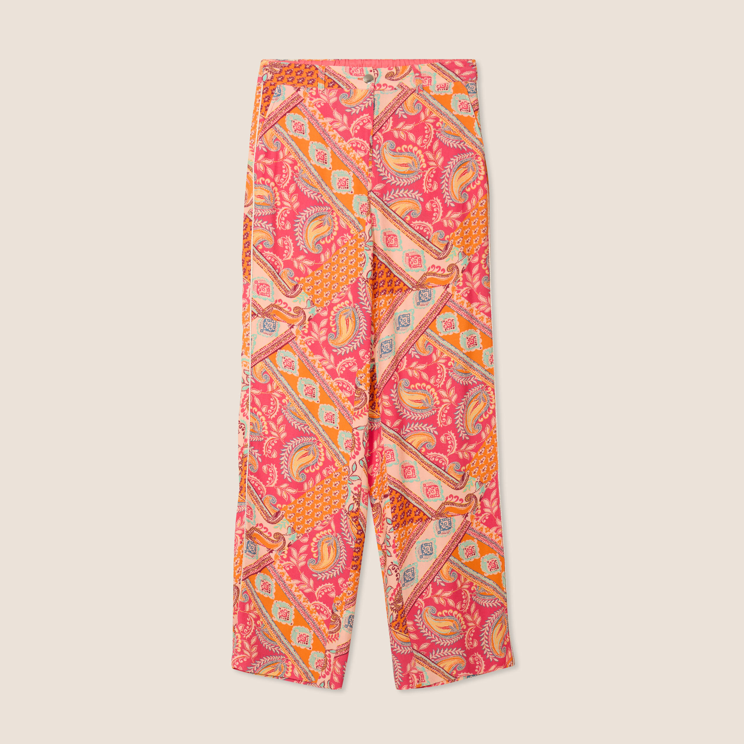 pantalon large taille haute orange femme Pantalon large taille haute orange femme