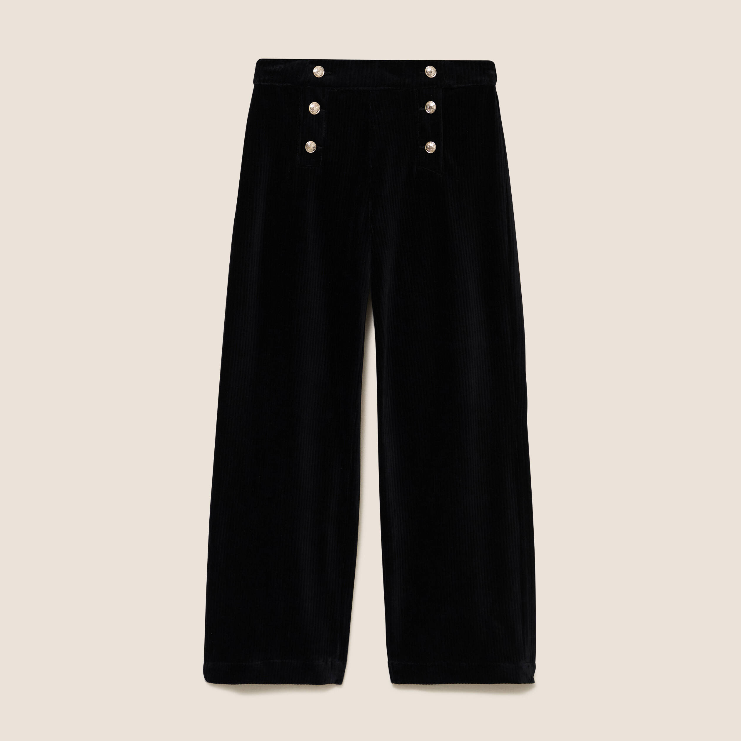 Pantalon loose en velours noir femme