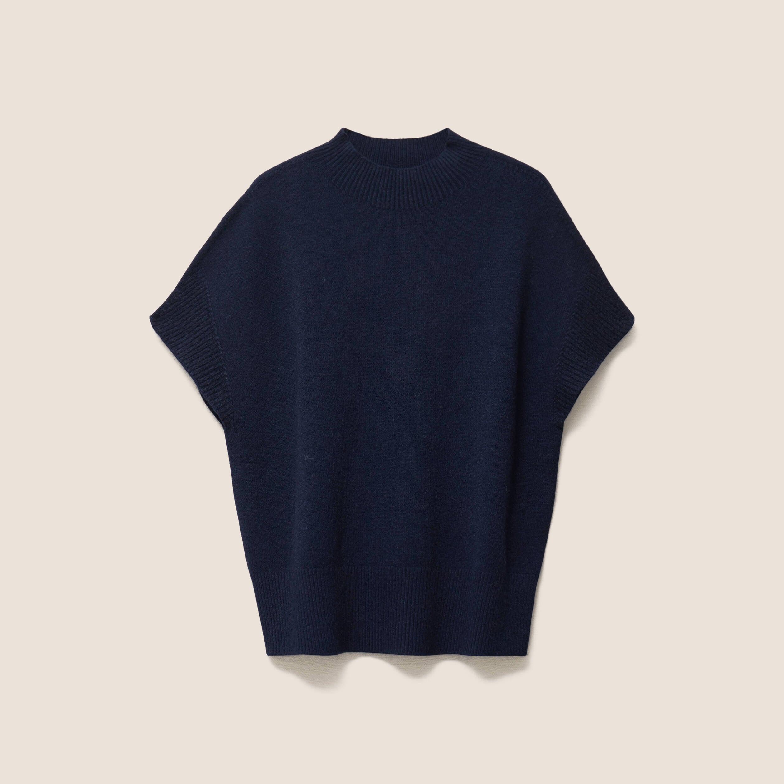 Pull col montant bleu marine femme