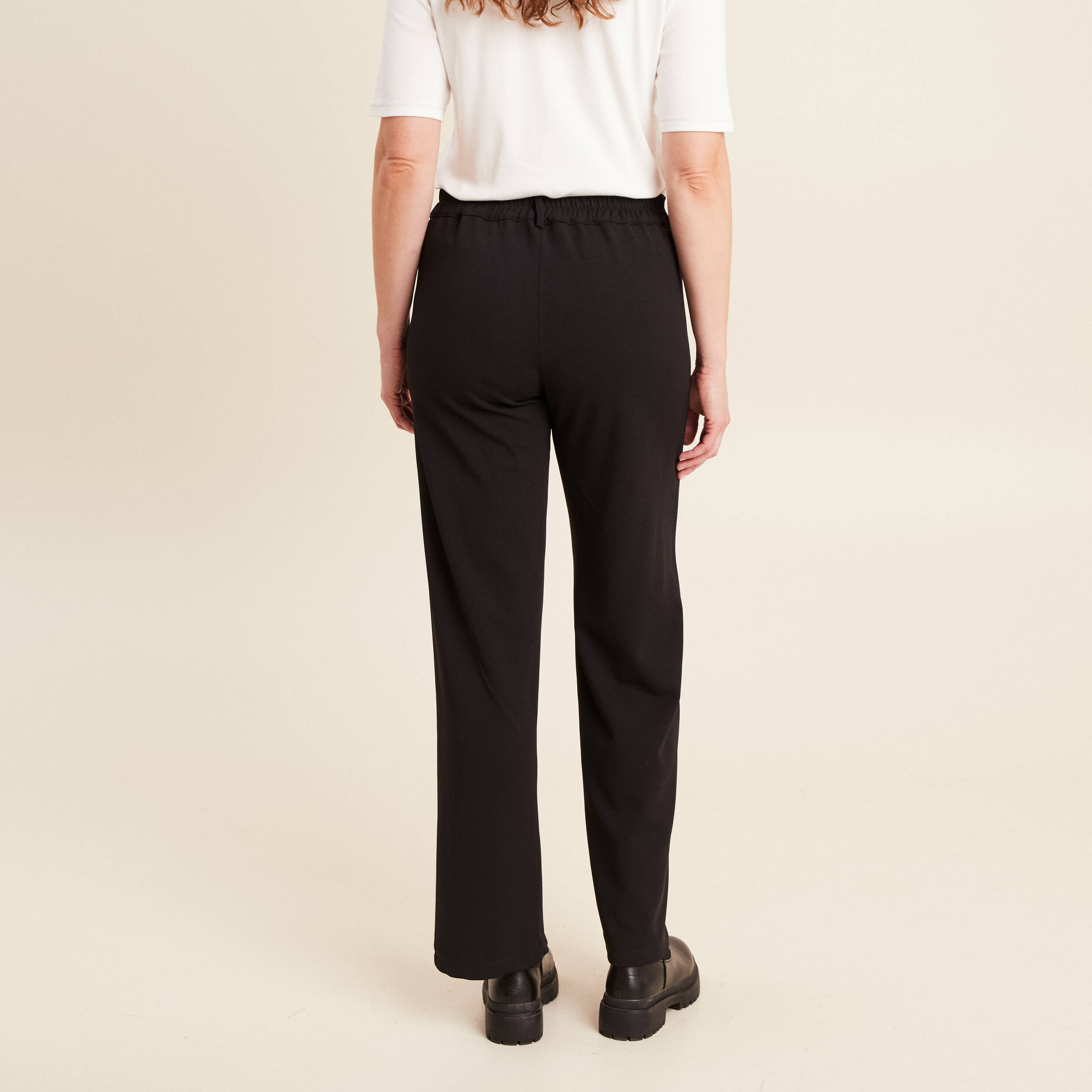 Pantalon coupe droite taille haute noir femme