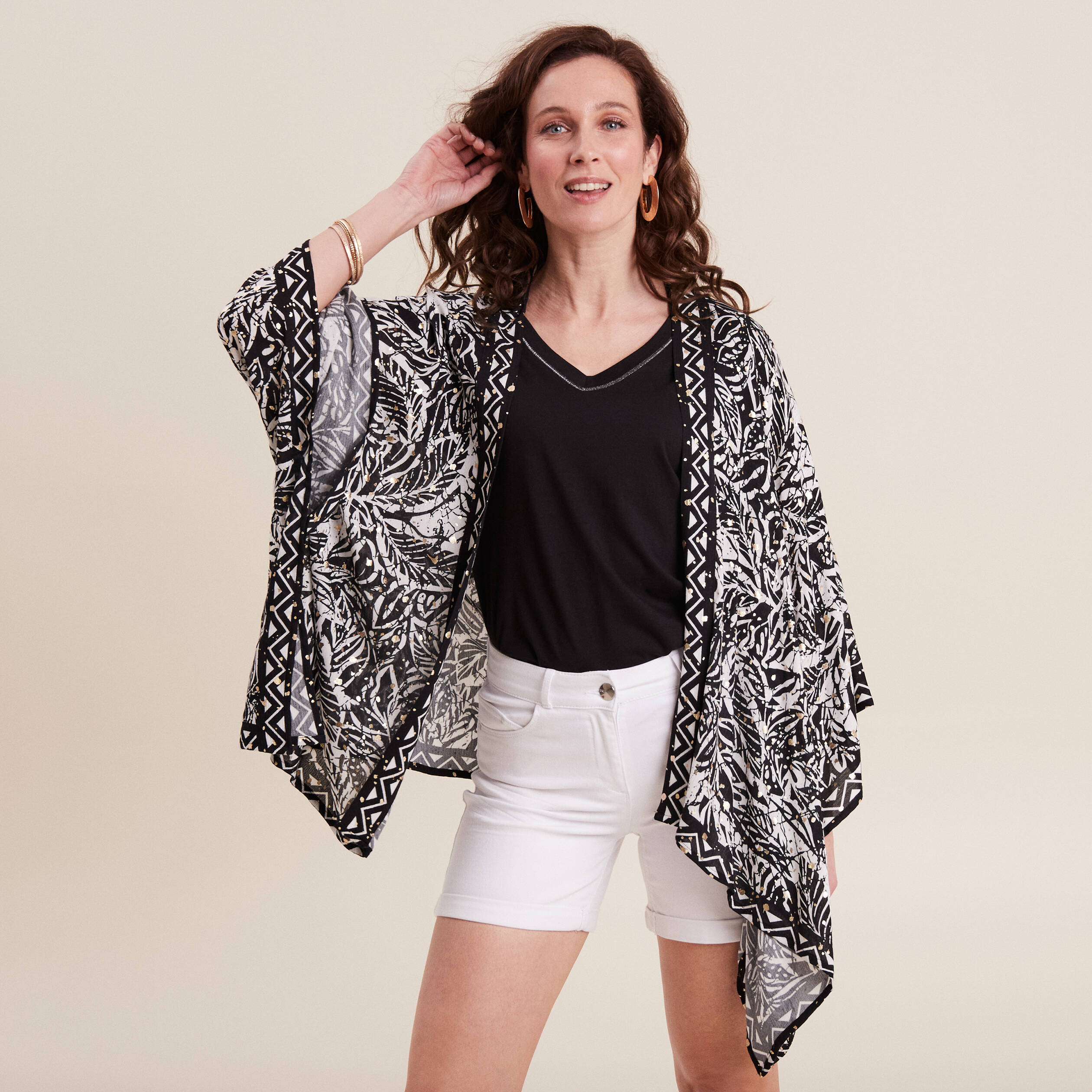 Robe Kimono Vintage LEA COUTURE Imprimé Léopard - Taille M/L (38-42) - Tissu Fluide Satiné - Occasion Excellent état