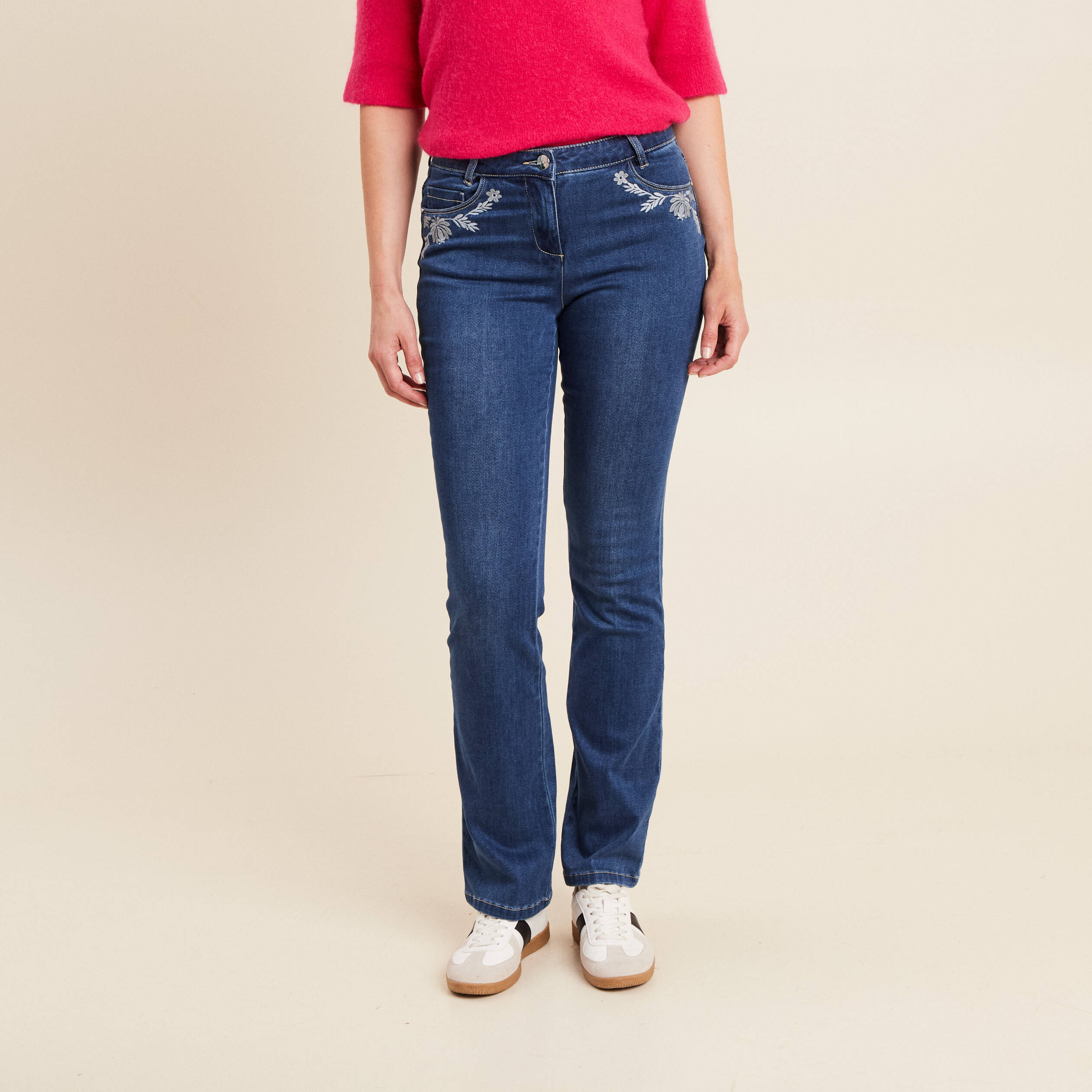 jean bootcut taille basculee brode denim stone femme jean bootcut taille basculée brodé denim stone femme