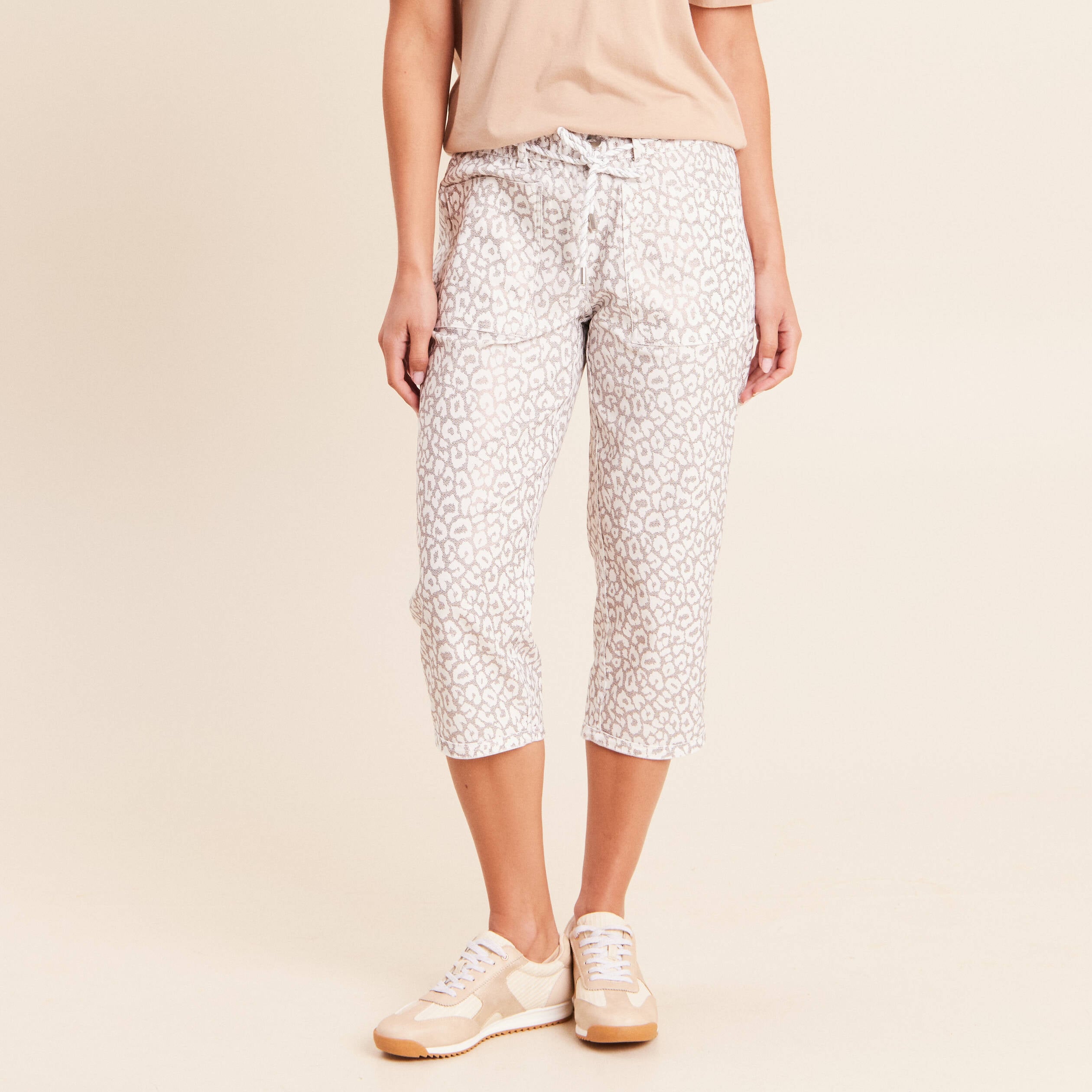 Pantacourt r&eacute;versible boyfriend blanc femme