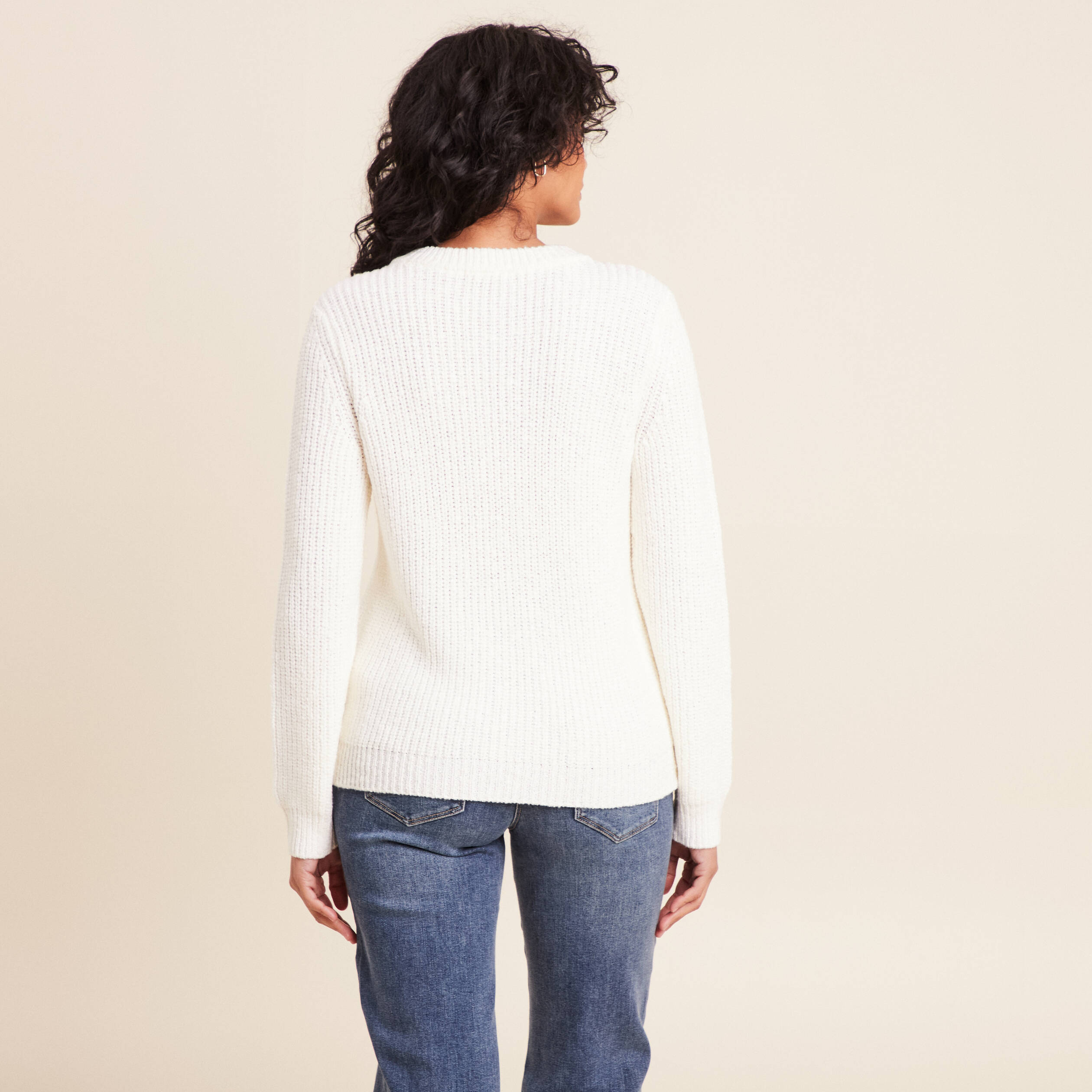 Gilet manches longues ecru femme