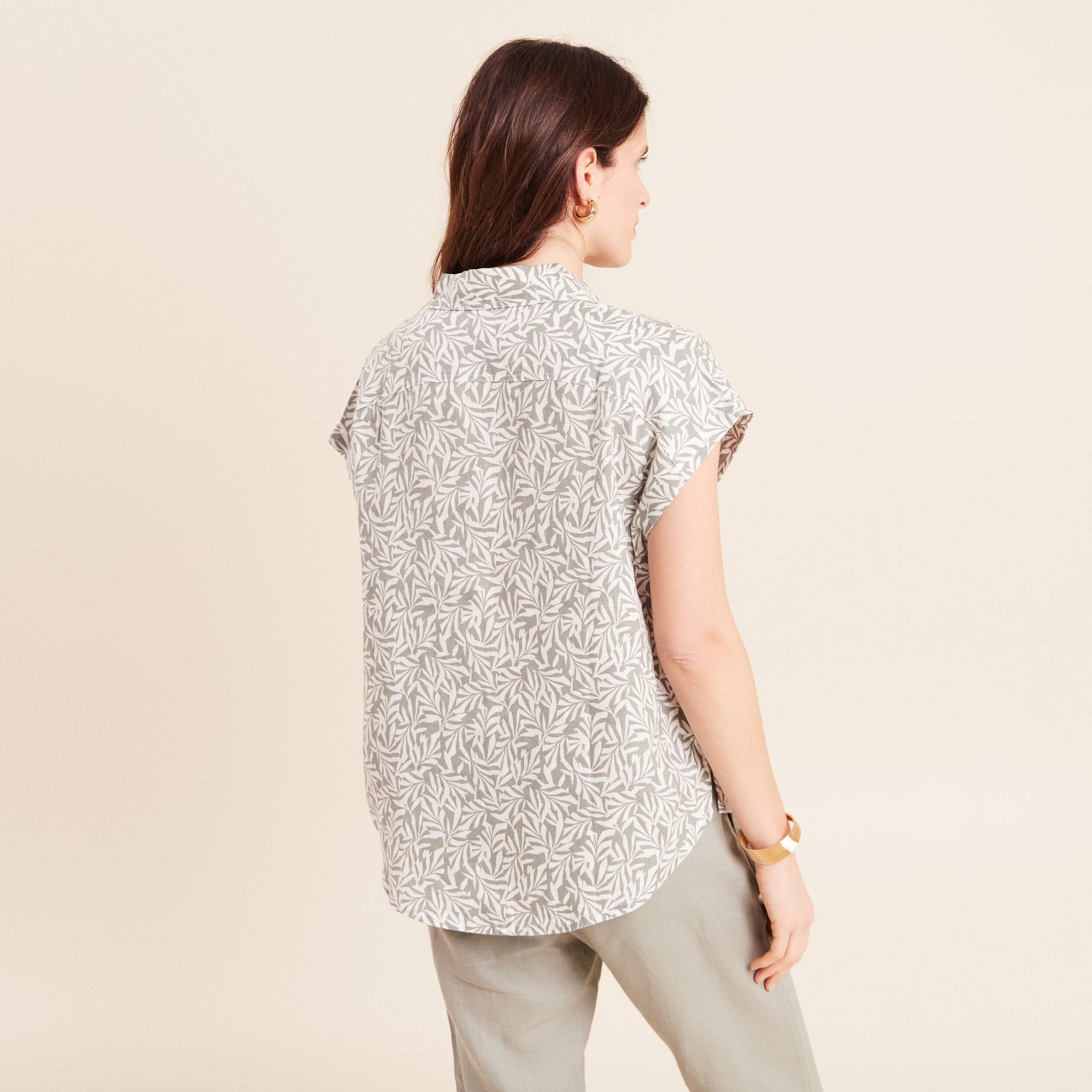 Chemise sans manches vert kaki femme