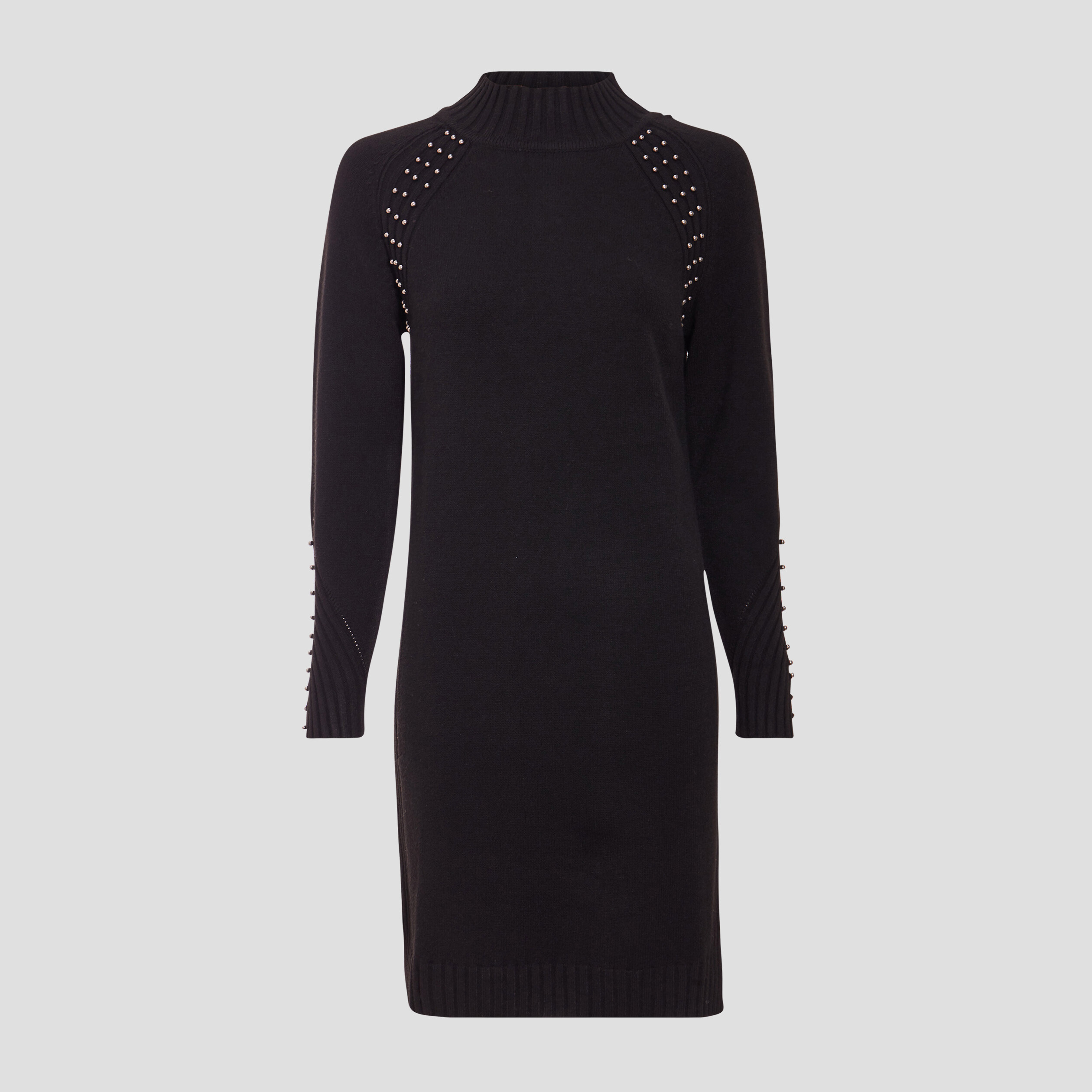 robe pull droite avec perles noir femme Robe pull droite avec perles noir femme