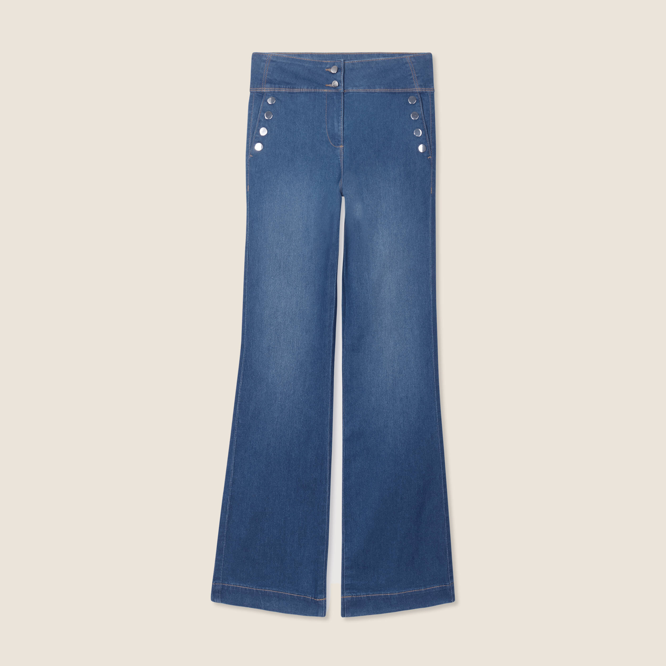 jean bootcut taille haute denim stone femme Jean bootcut taille haute denim stone femme