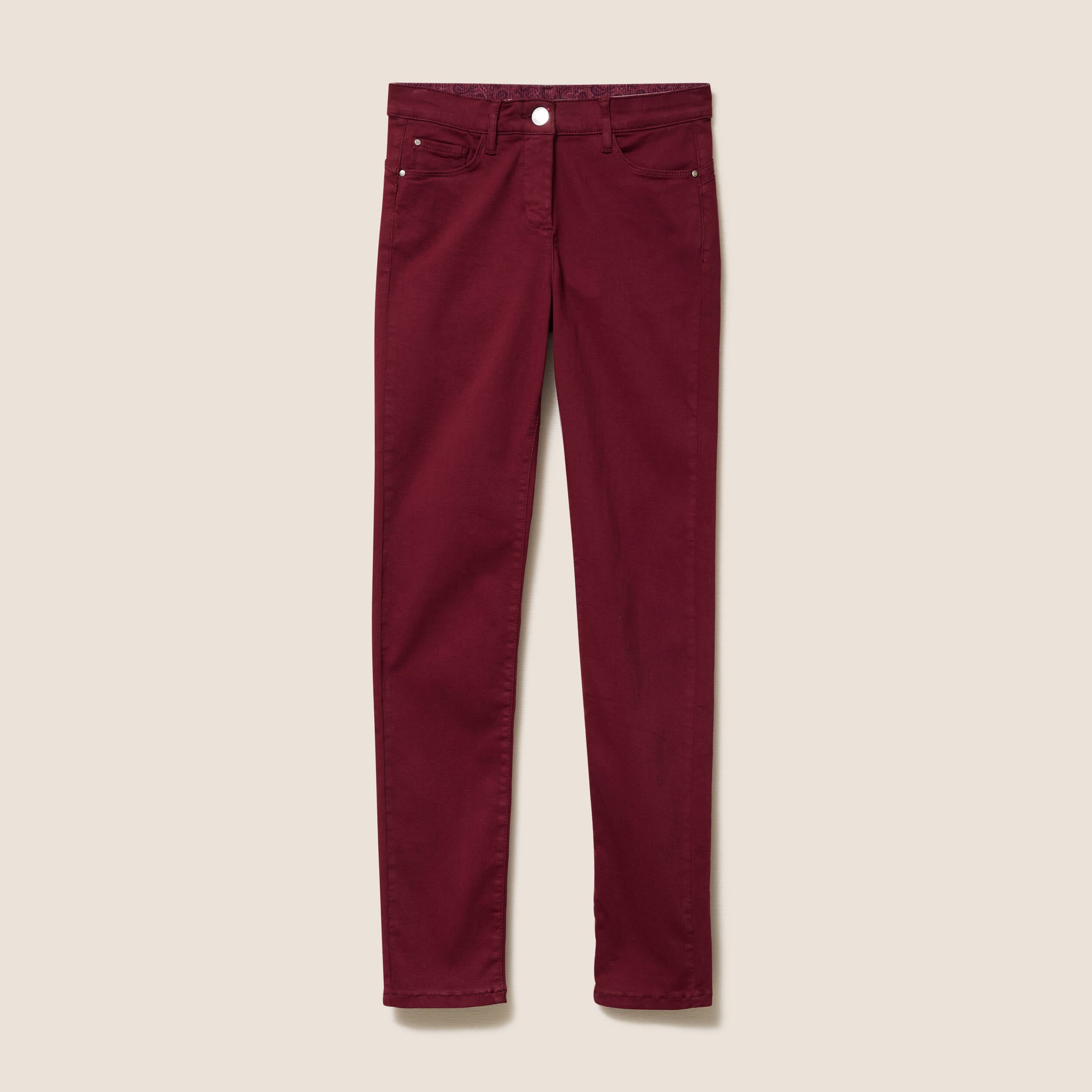Jean magique L'Unique coupe ajust&eacute;e bordeaux femme