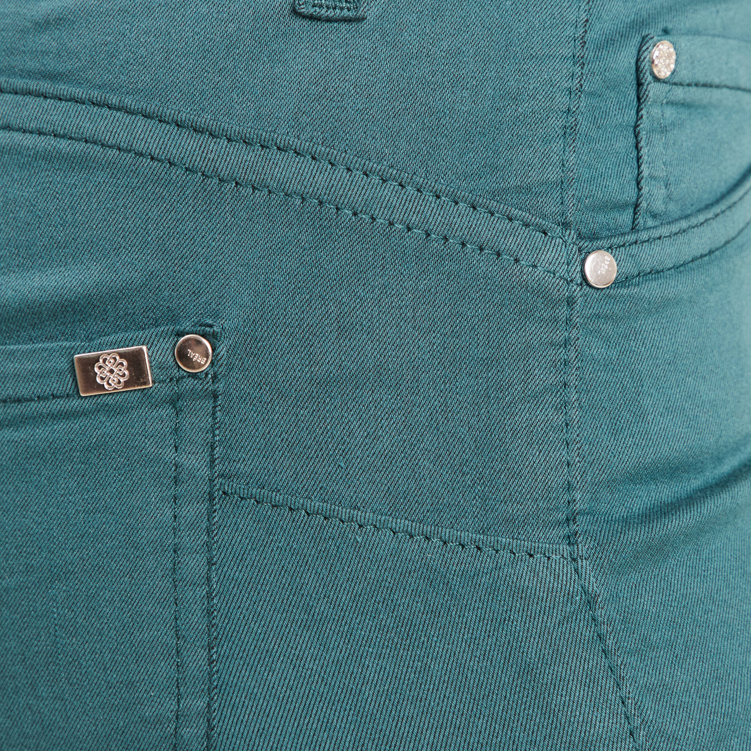 Pantacourt droit taille standard vert femme