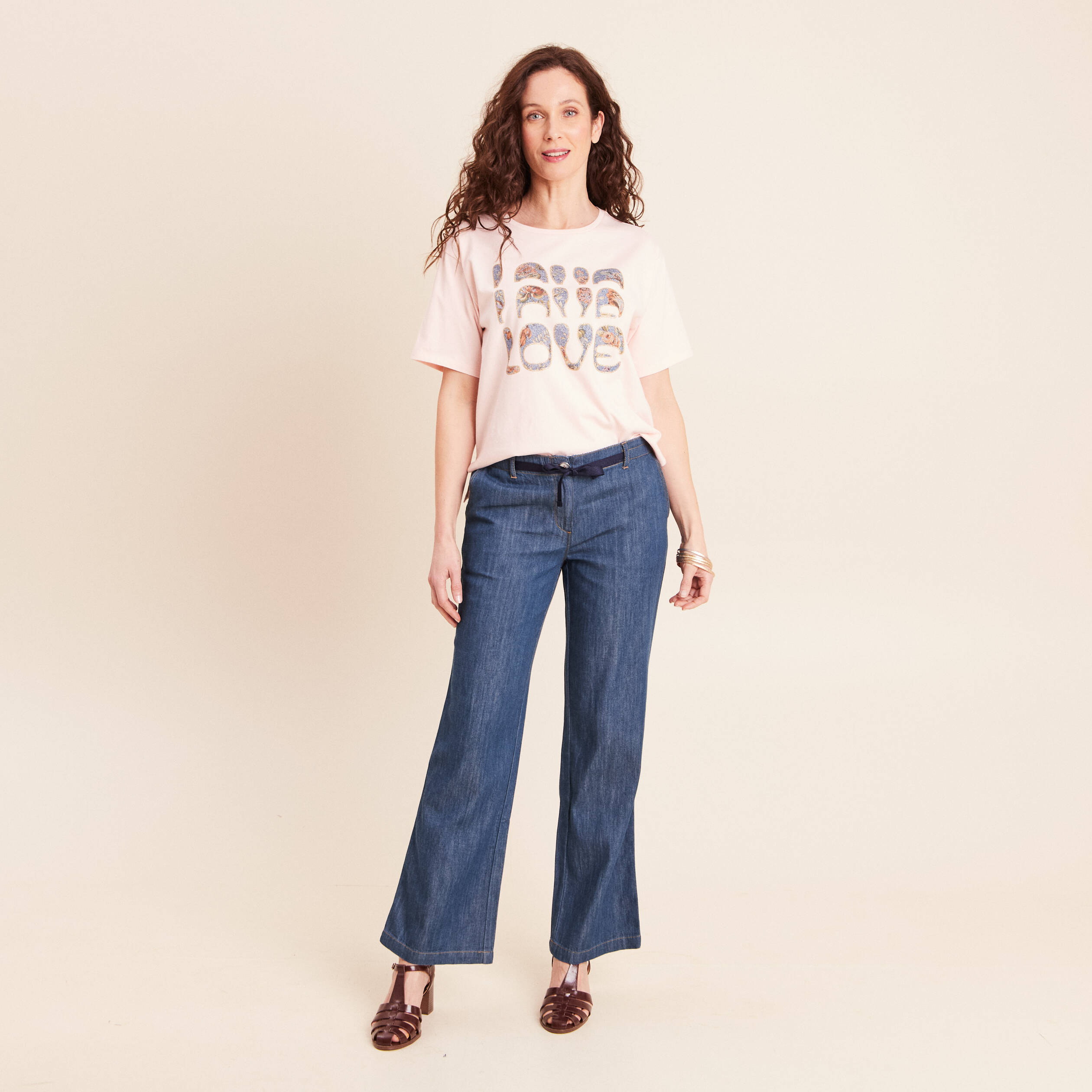 Jean large et fluide denim stone femme