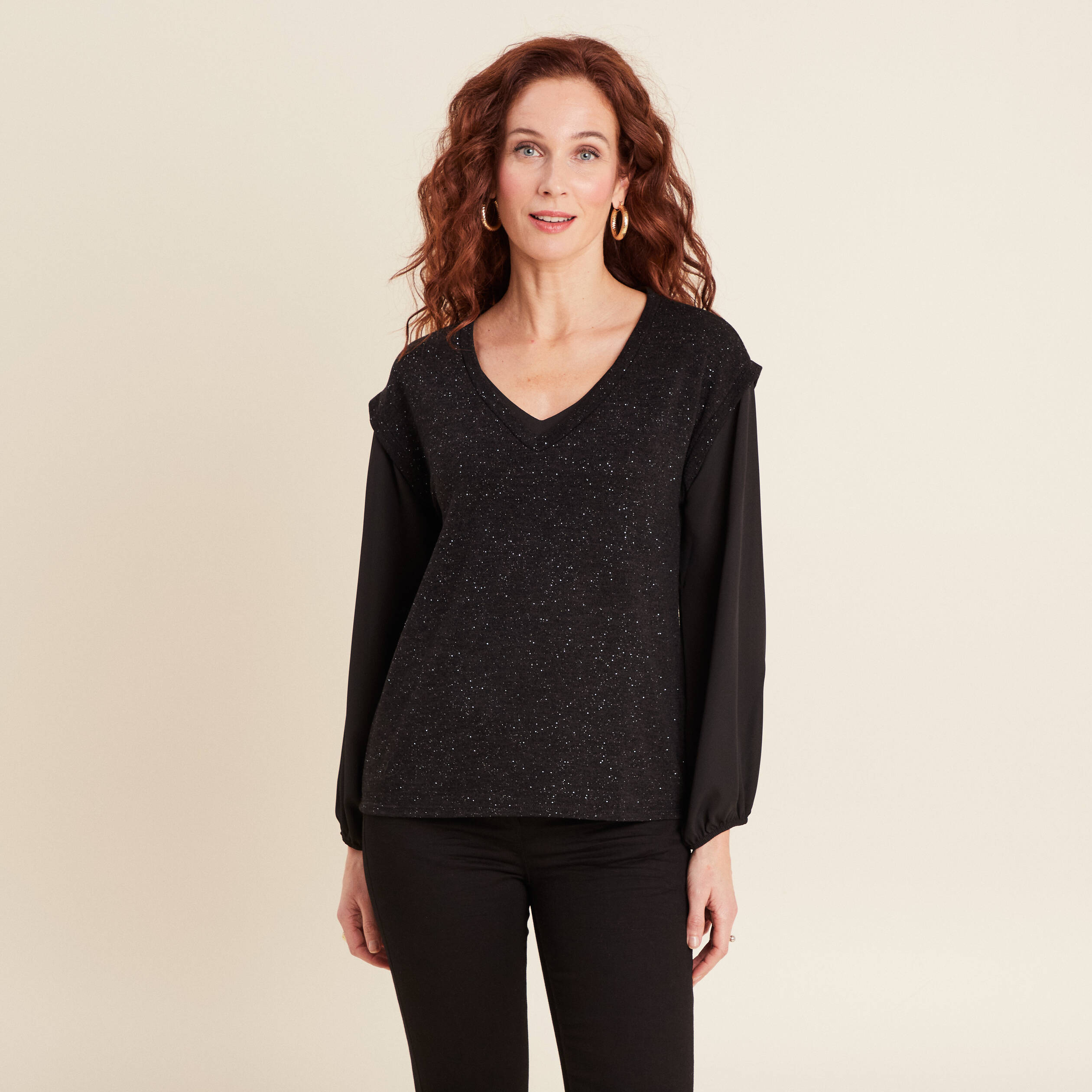 t shirt manches longues noir femme T-shirt manches longues noir femme