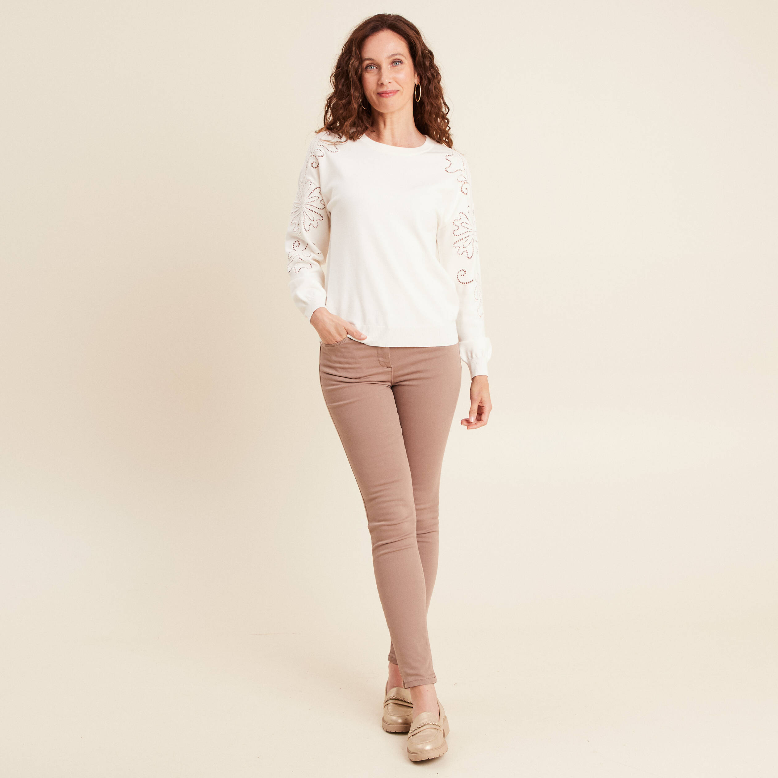 IBKUL T-shirt à manches longues et col montant 1/4 zippé pour femme, Couleur : noir - Impression : unie, T-Petit