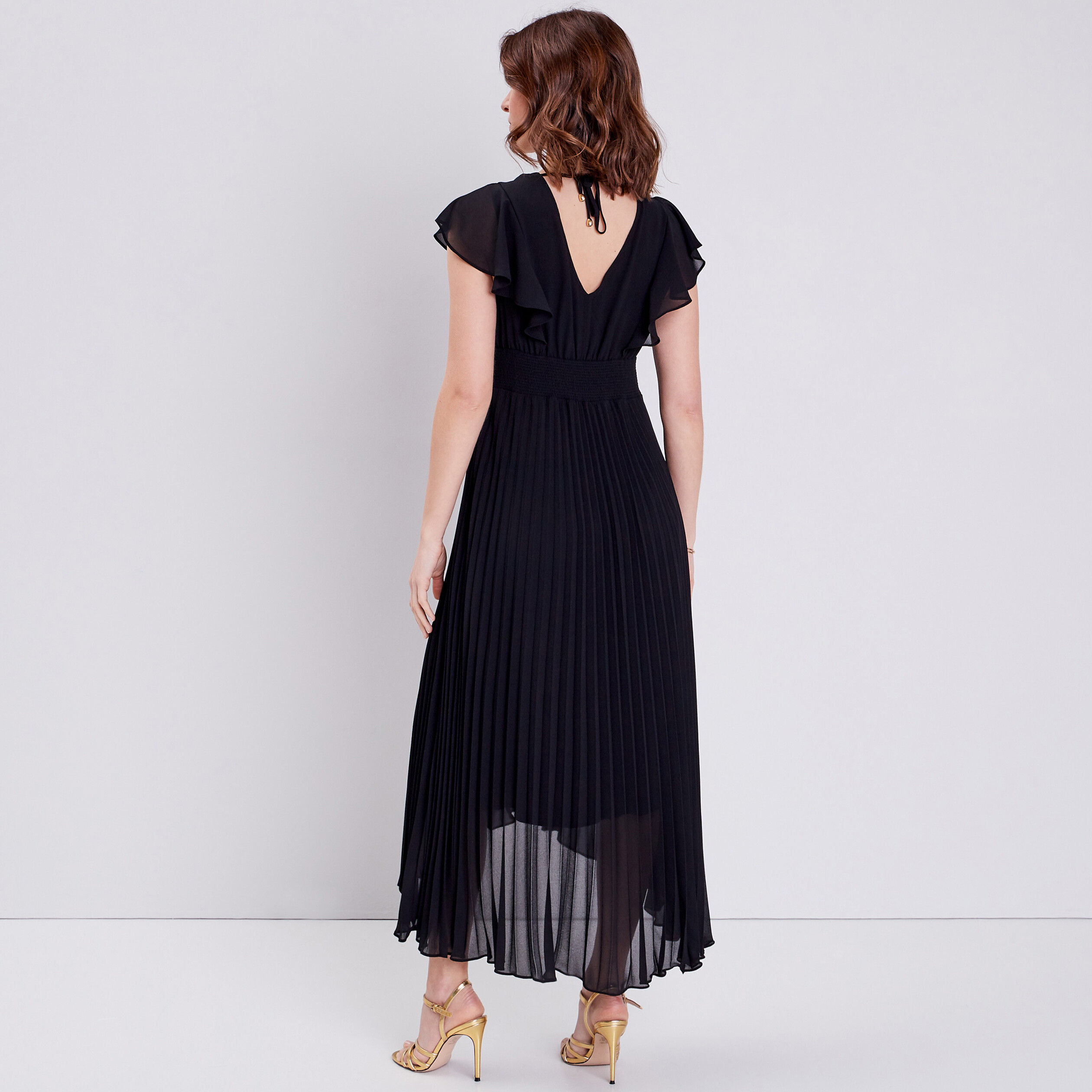 robe longue evasee a volants noir femme Robe longue évasée à volants noir femme
