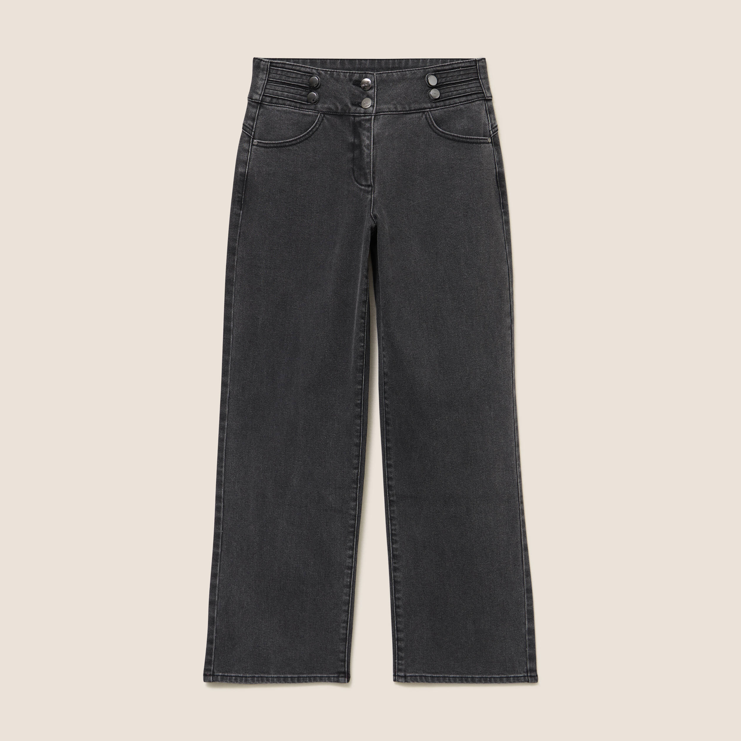 Jean large 7/8&egrave;me denim gris femme