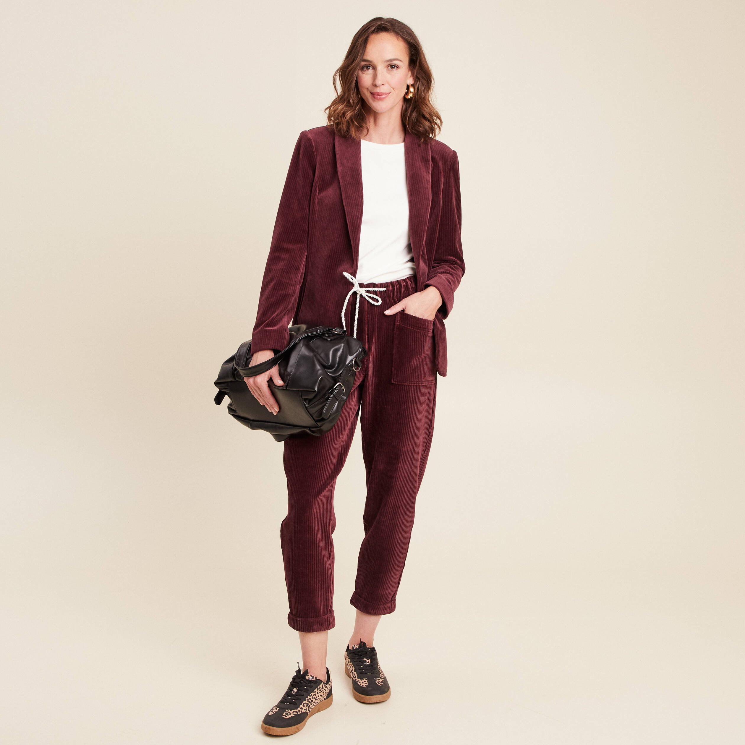 Veste tailleur velours bordeaux femme Vibs