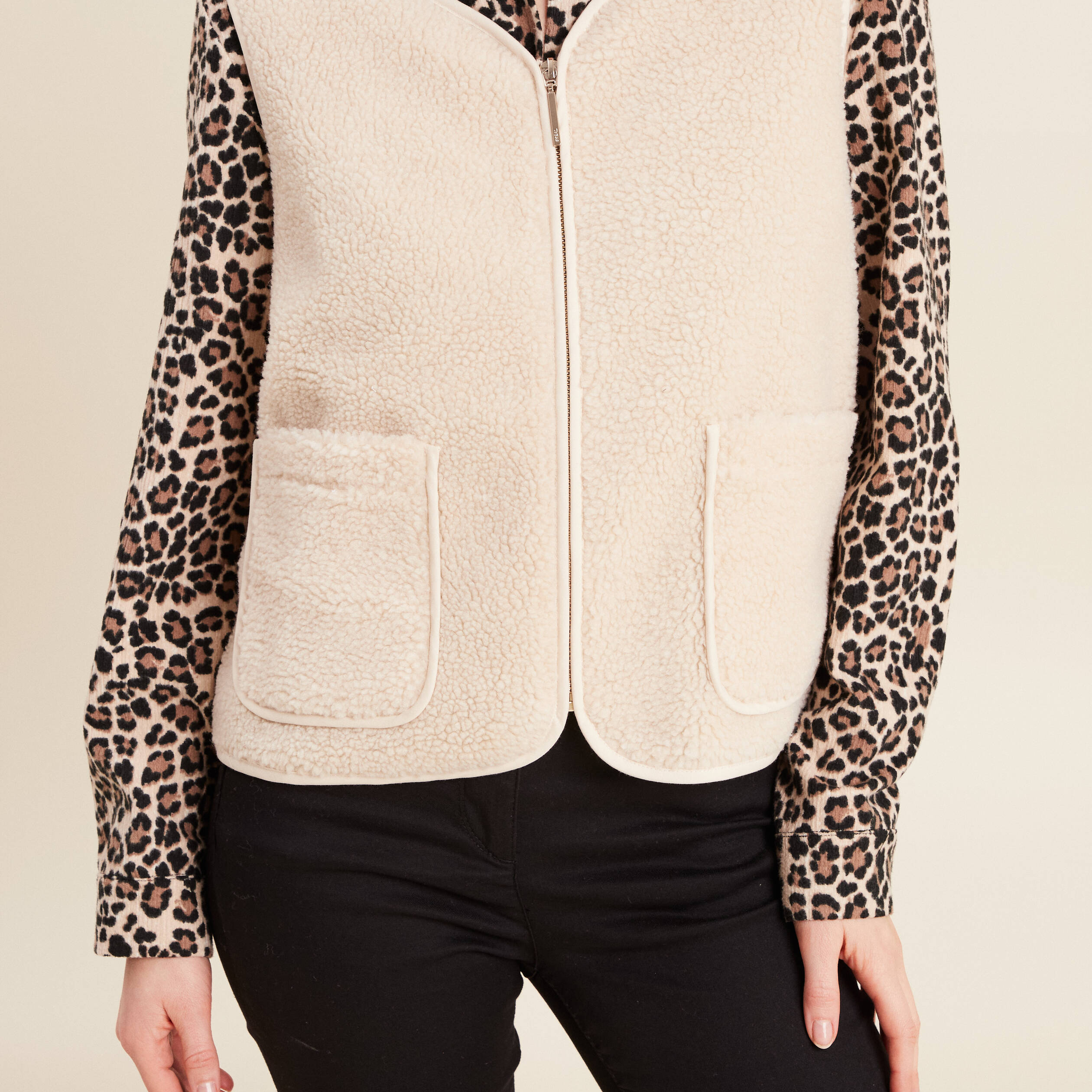 Gilet sans manches ecru femme