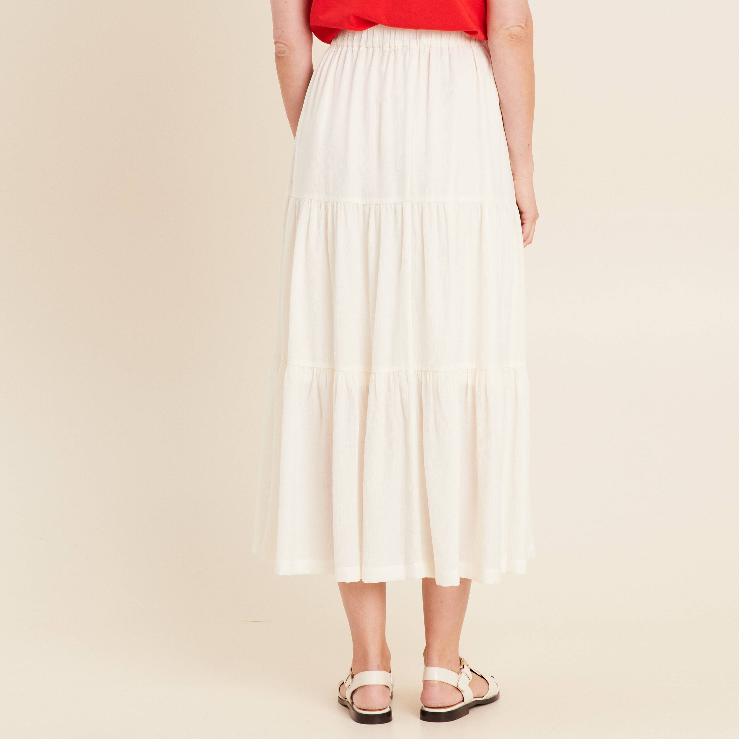 jupe longue evasee ecru femme Jupe longue évasée ecru femme