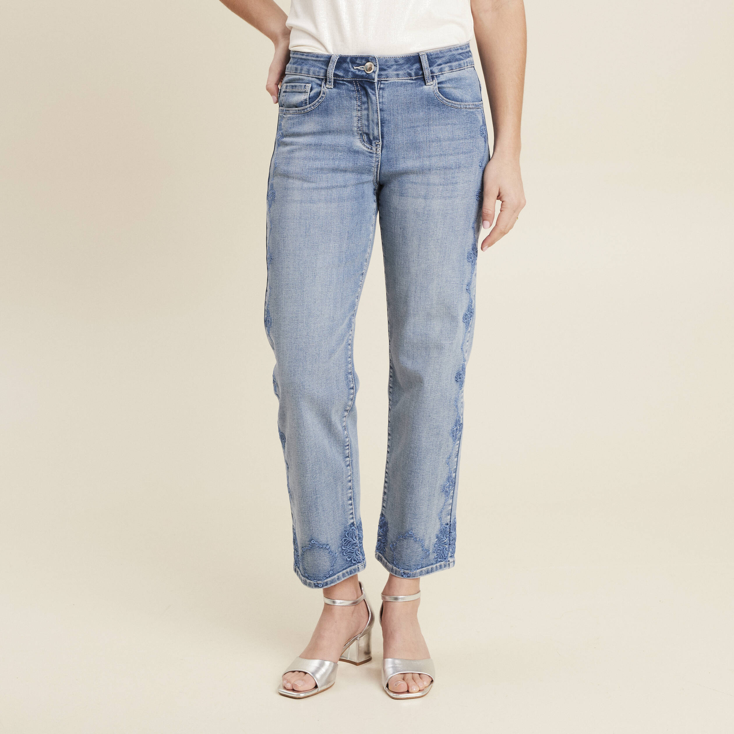 jean large 78eme denim double stone femme Jean large 7/8ème denim double stone femme