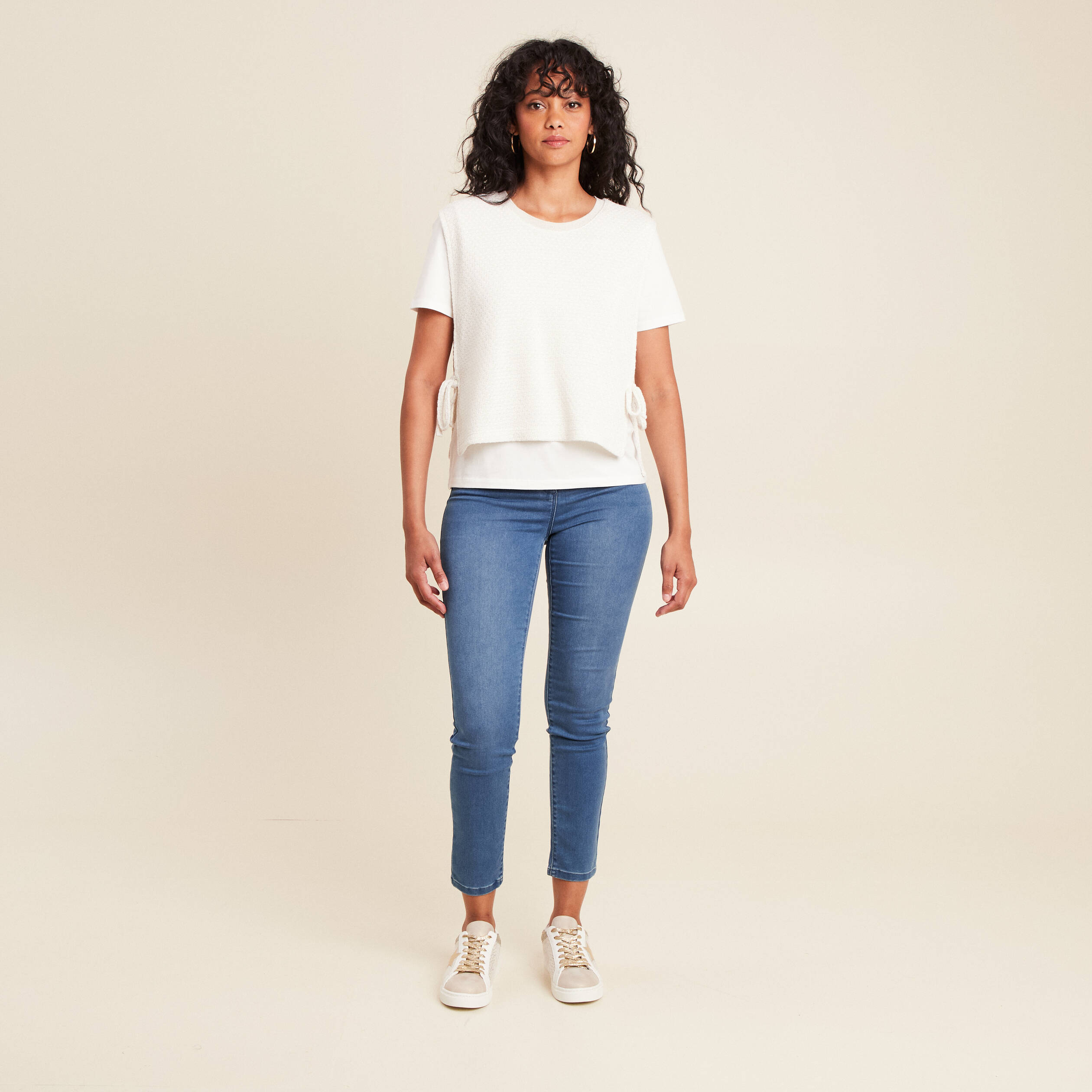 jean ajuste taille haute denim double stone femme Jean ajusté taille haute denim double stone femme