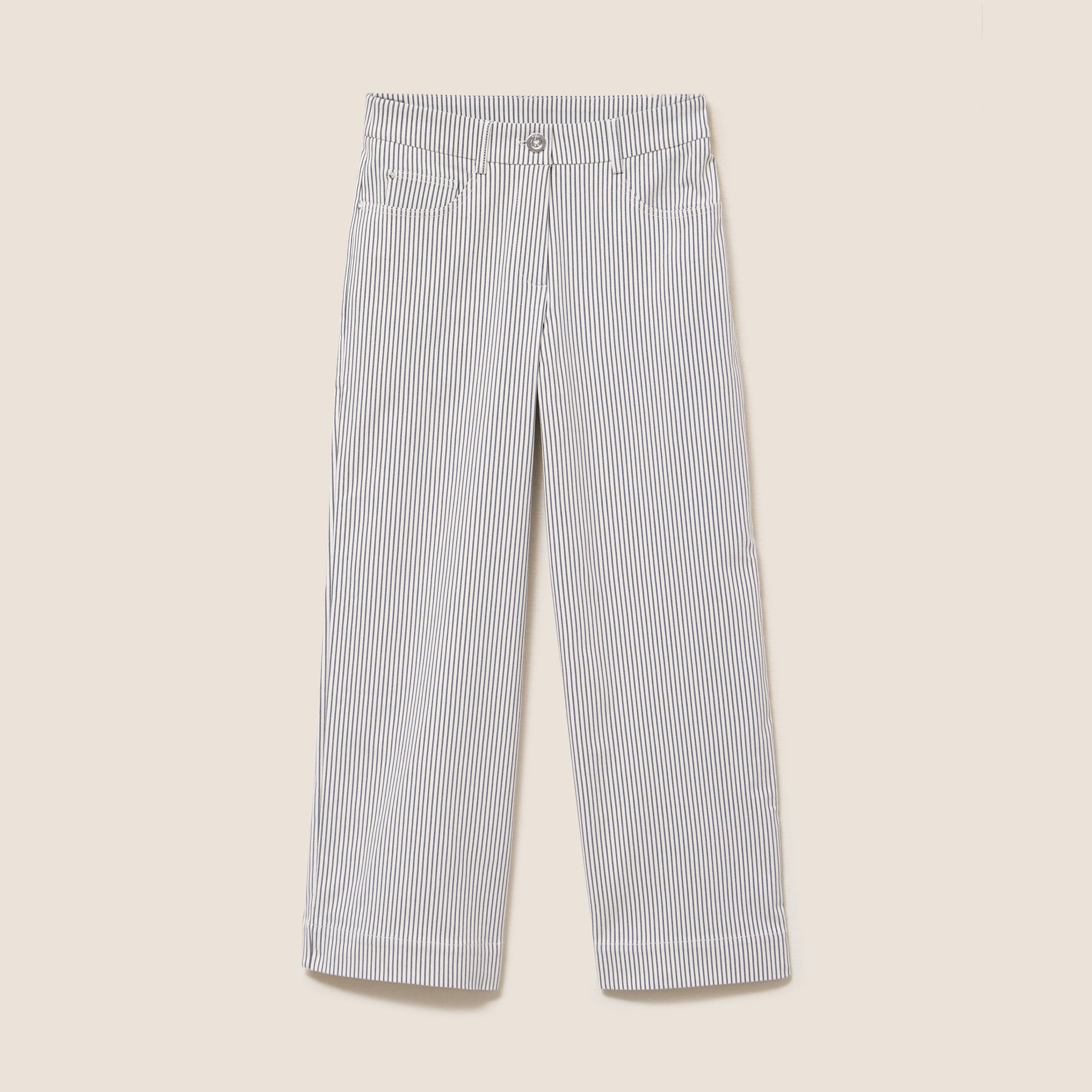 Pantalon large taille haute bleu femme