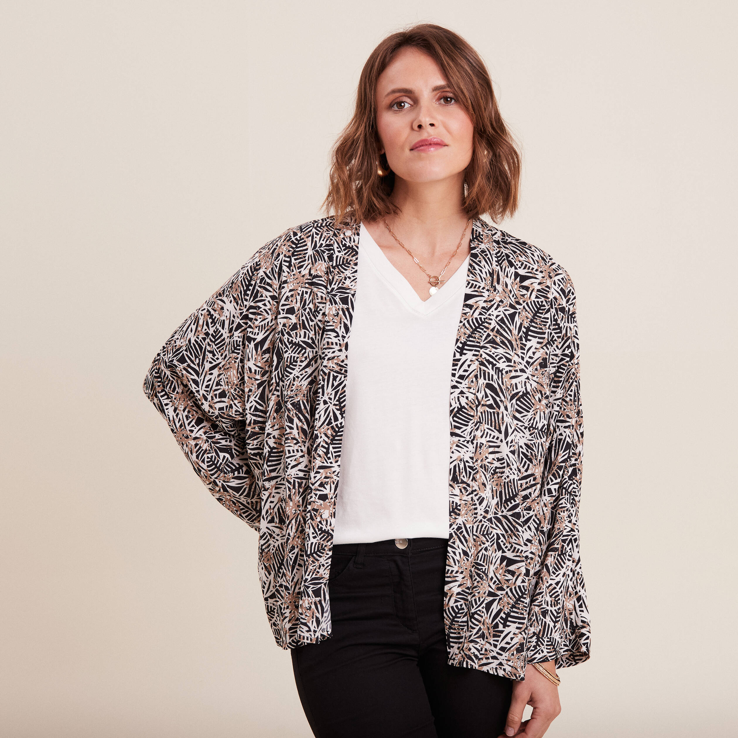 kimono manches longues noir femme Kimono manches longues noir femme