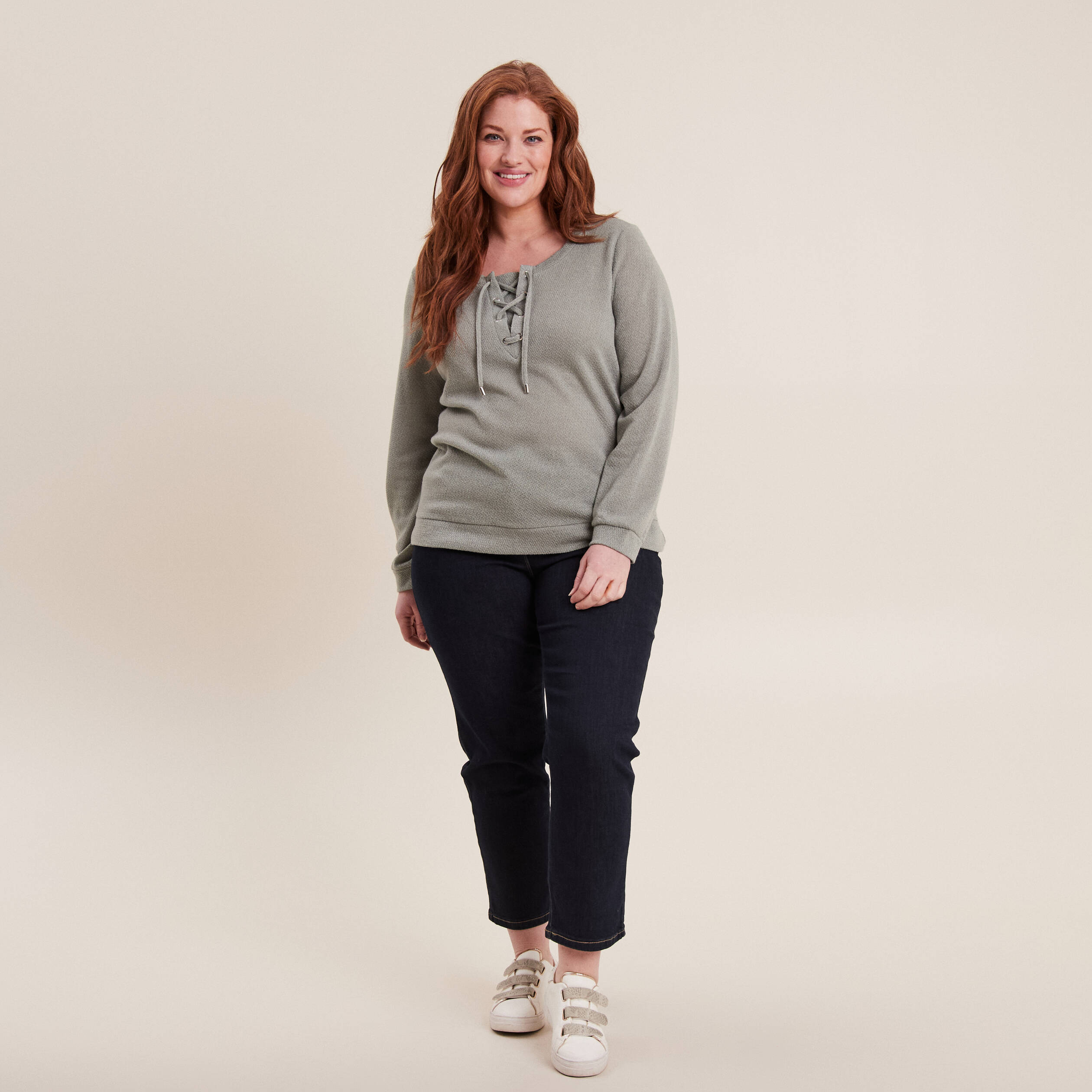 Tee-shirt Manches Longues Tilleul vert clair en coton Damart | 3 SUISSES