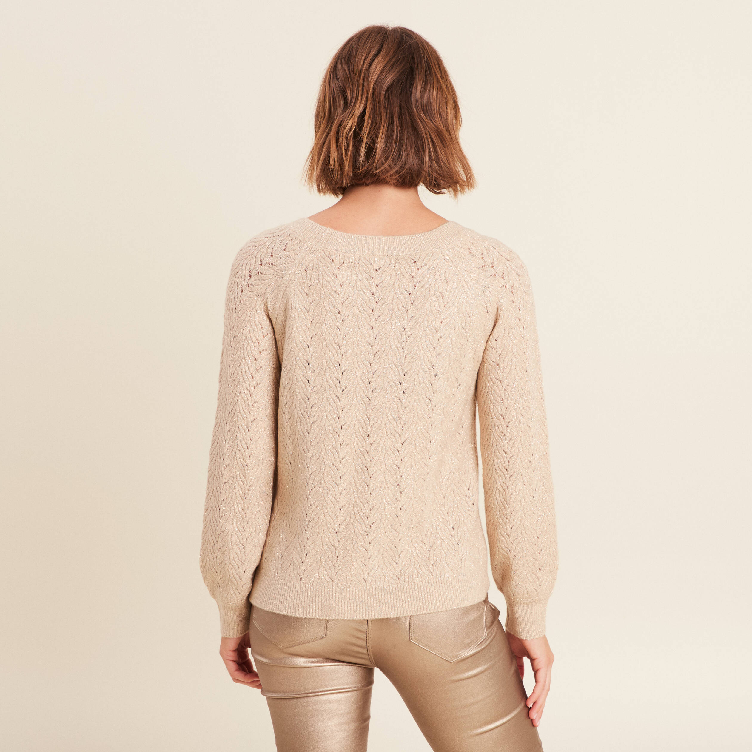 pull manches longues sequins couleur or femme Pull manches longues sequins couleur or femme