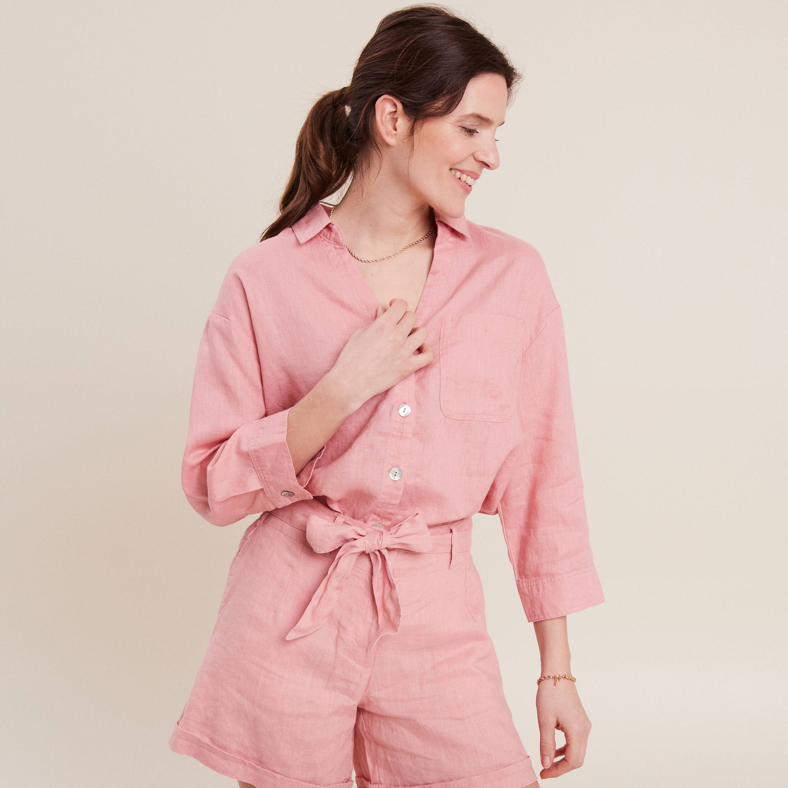 Chemise Animo France Rose Clair – Taille 40 / USA 4 – Manches Spectacle – Occasion