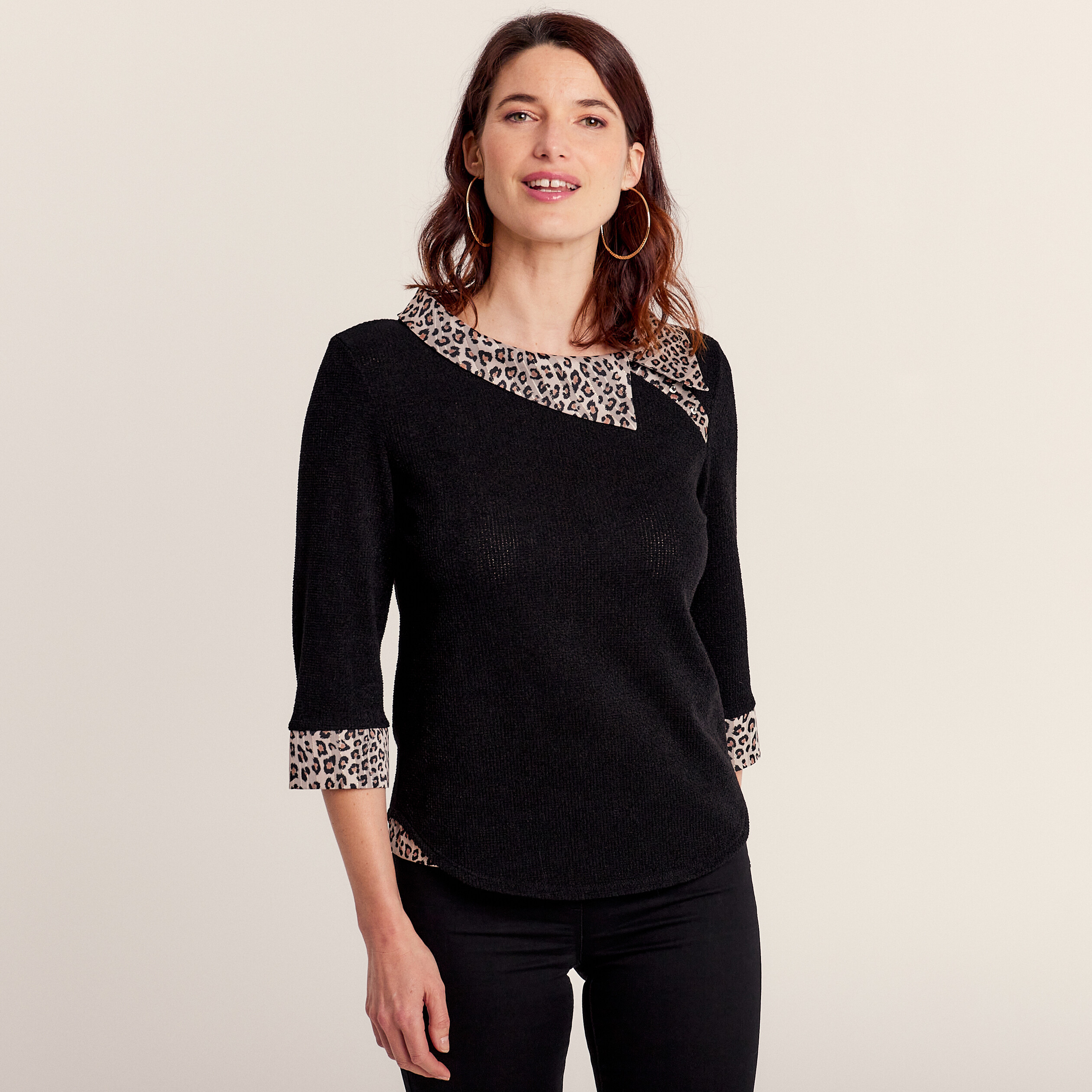 T-shirt manches 3/4 ecru femme