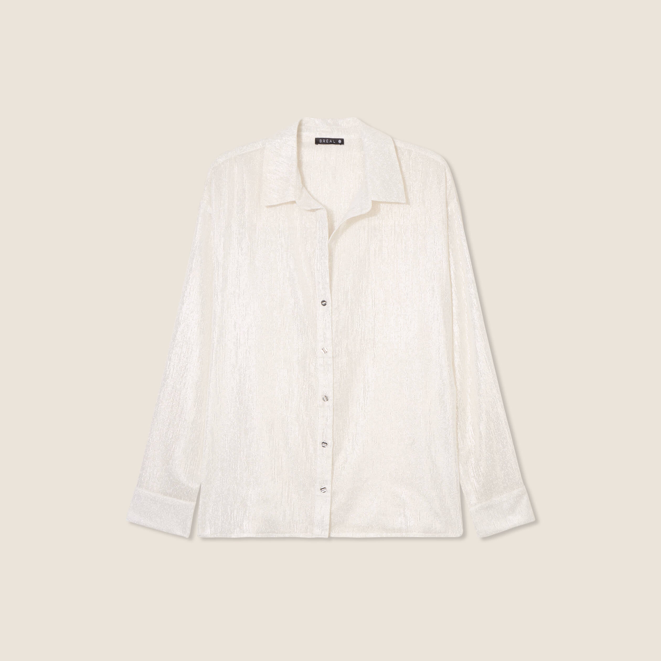 Chemise manches longues iris&eacute;e blanc femme