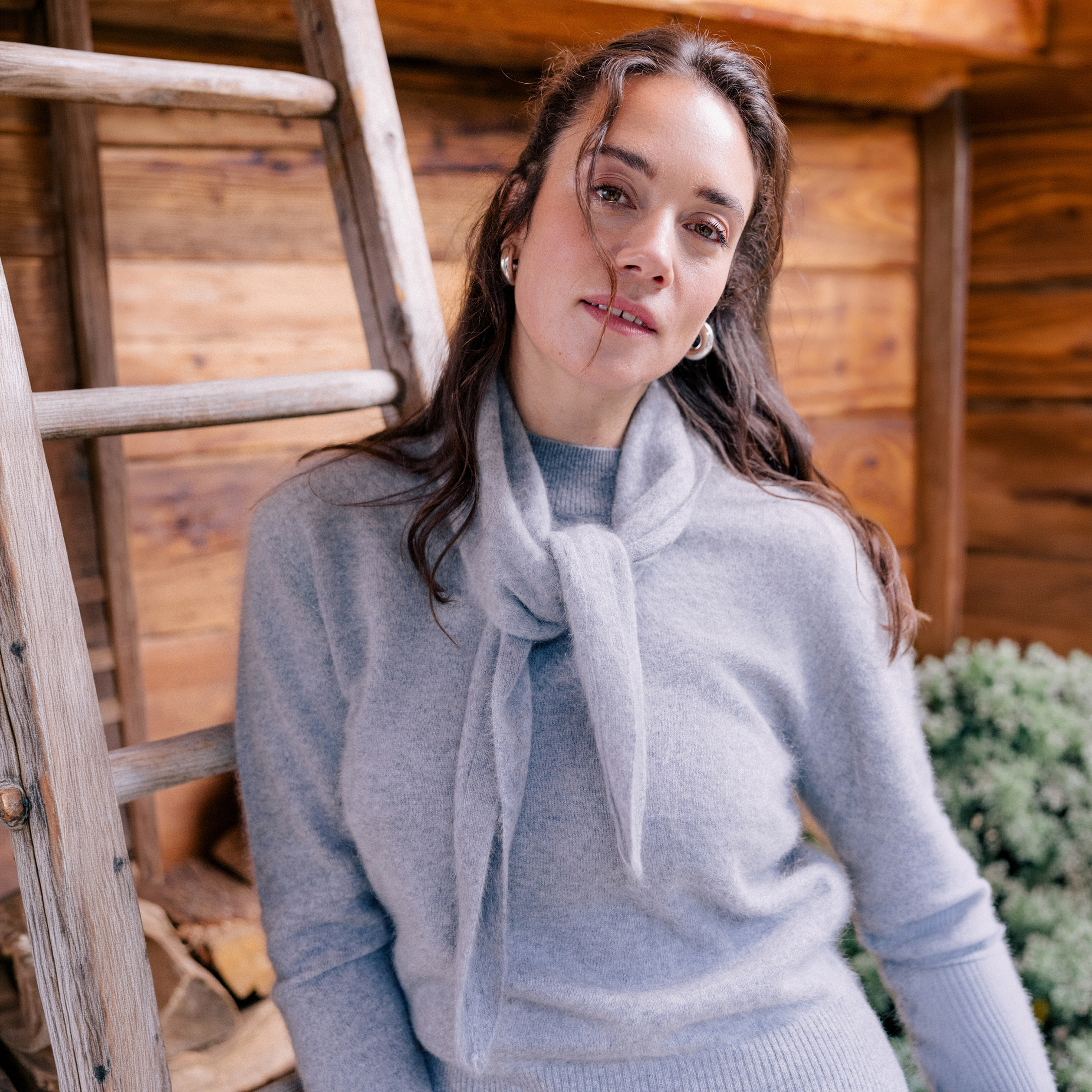 &Eacute;charpe en cachemire gris clair femme