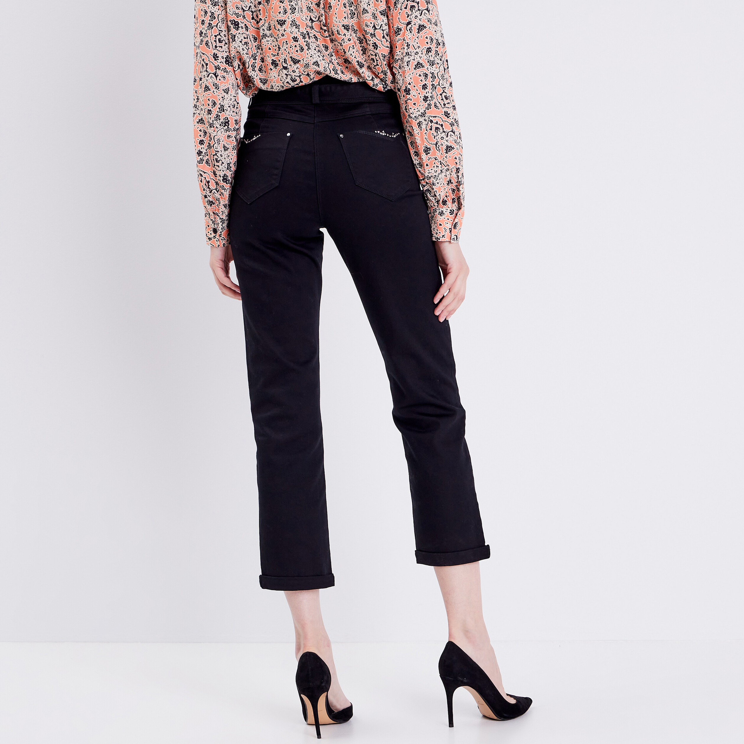 Jean droit noir clearance femme