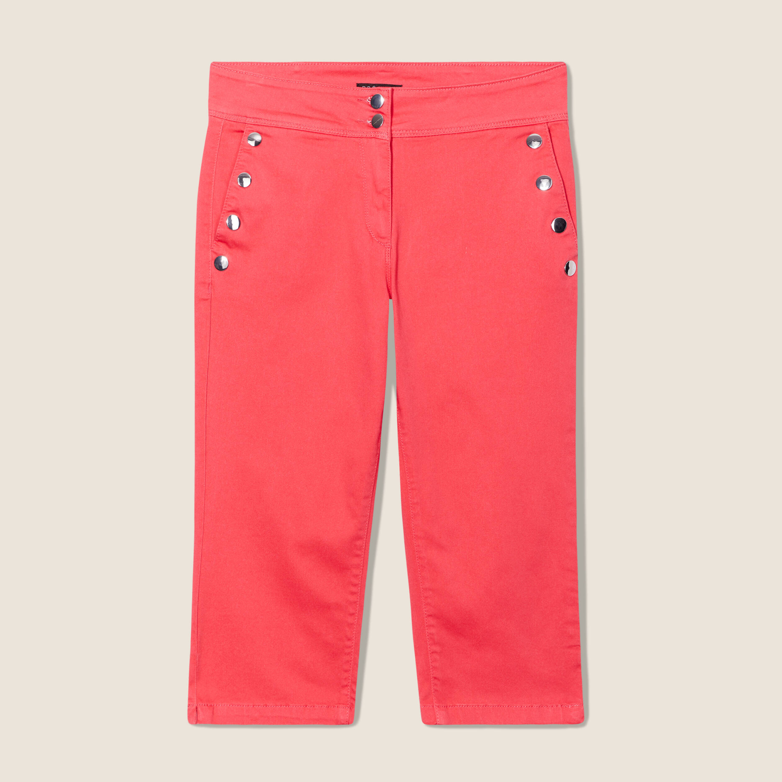 pantacourt ajuste a pont rose cerise femme Pantacourt ajusté à pont rose cerise femme